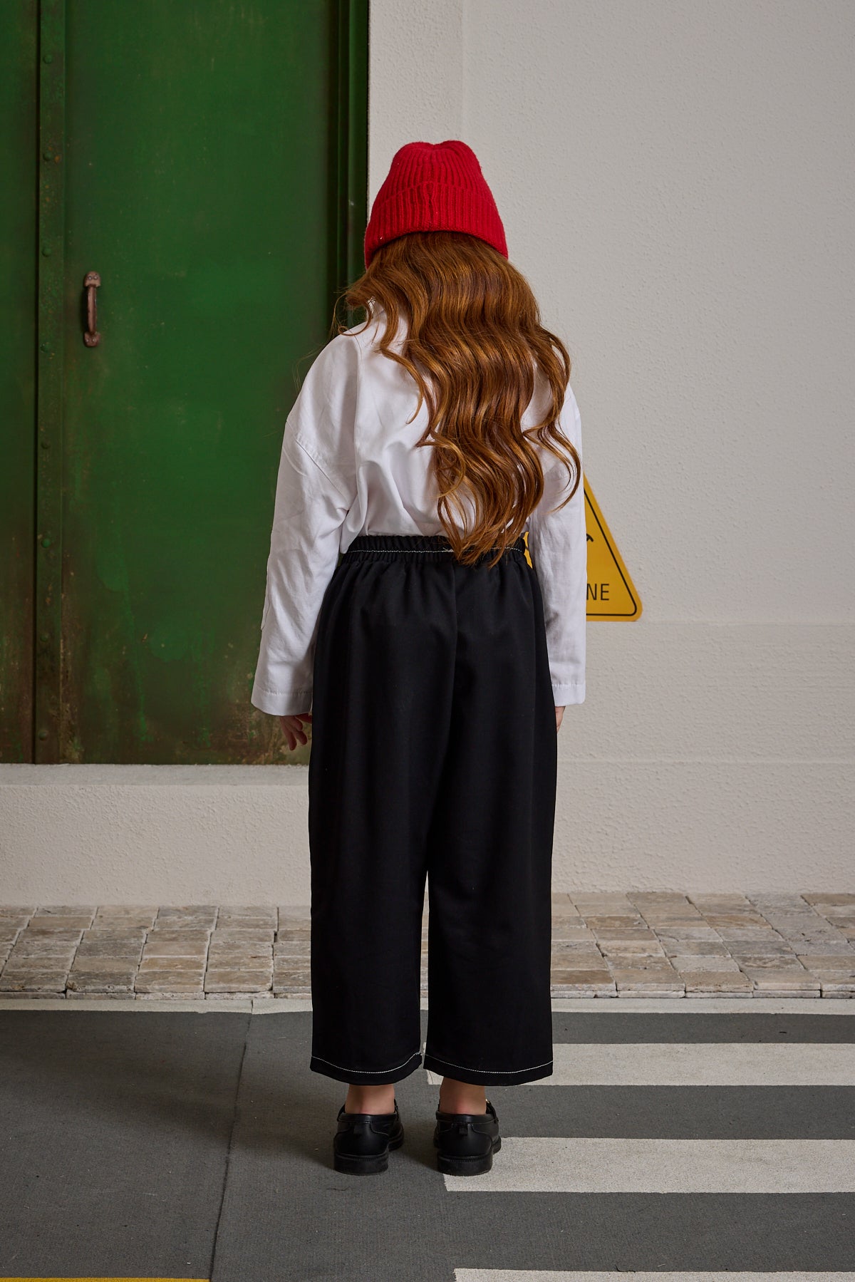 Double Needle Kids Trousers Black