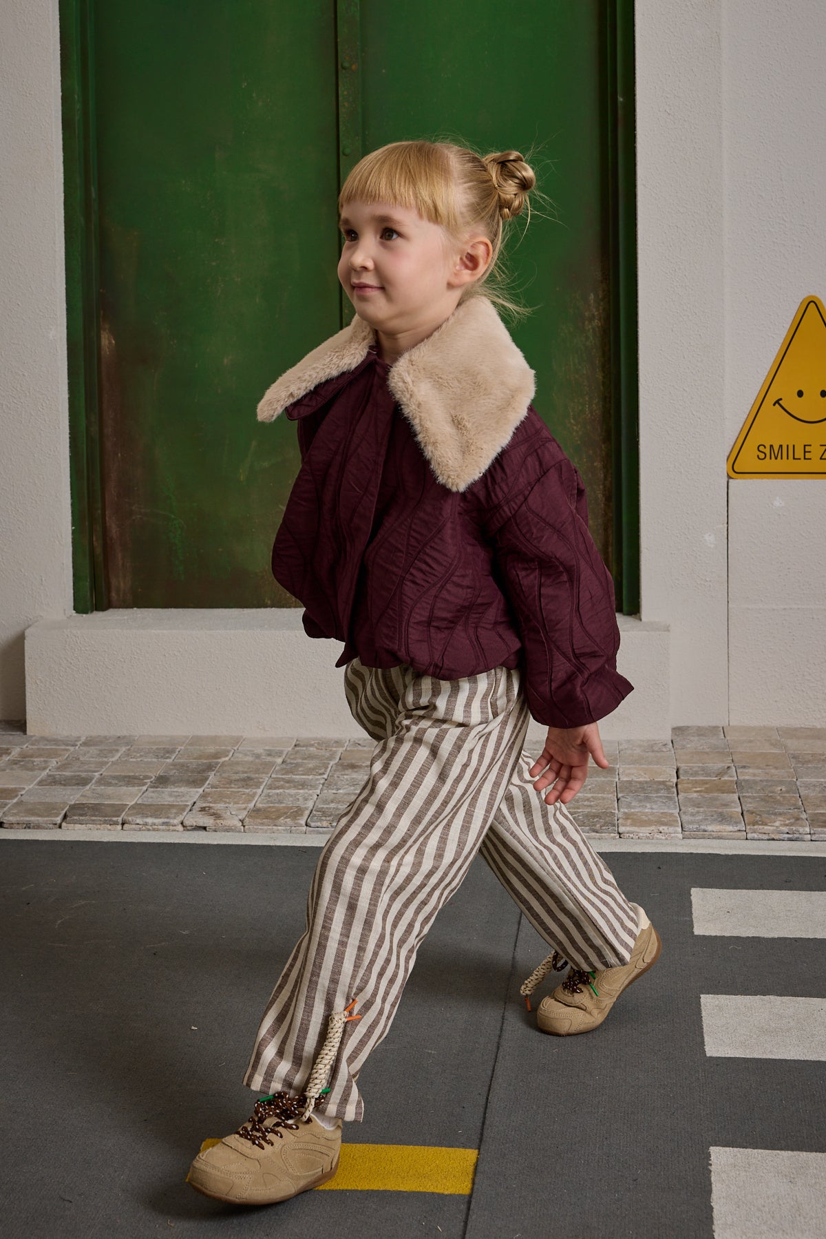 Çıkarılabilir Kürk Yakalı Mont Bordo