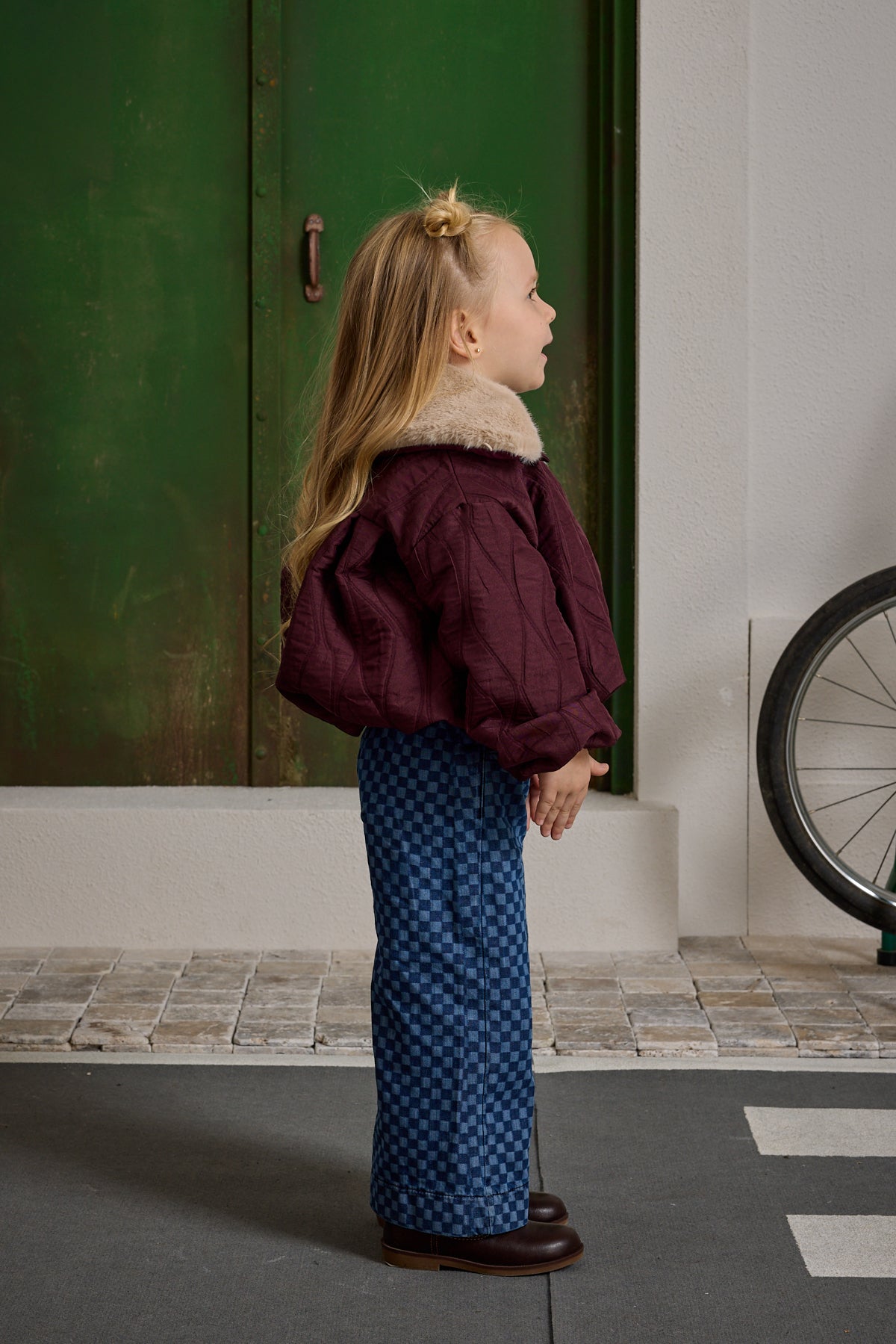 Çıkarılabilir Kürk Yakalı Mont Bordo