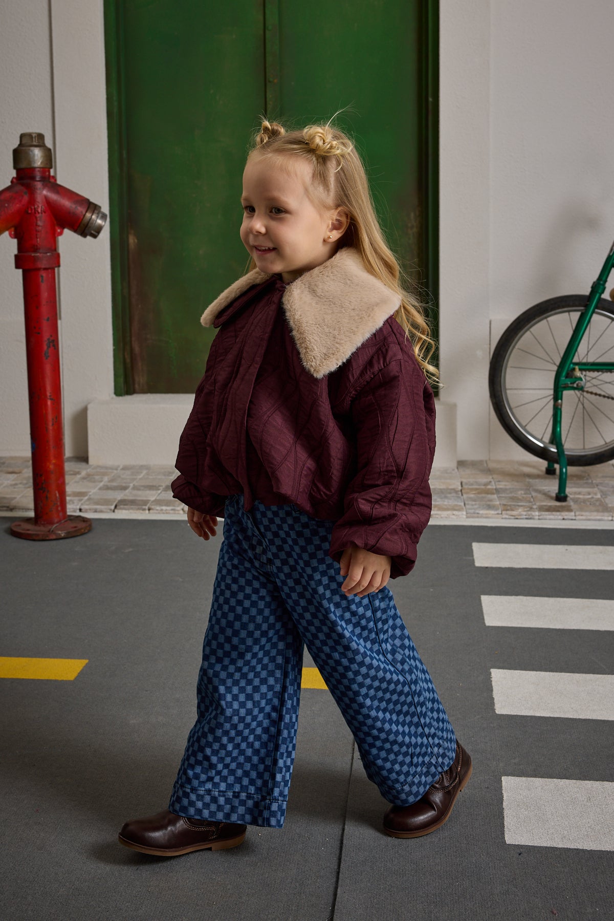 Çıkarılabilir Kürk Yakalı Mont Bordo