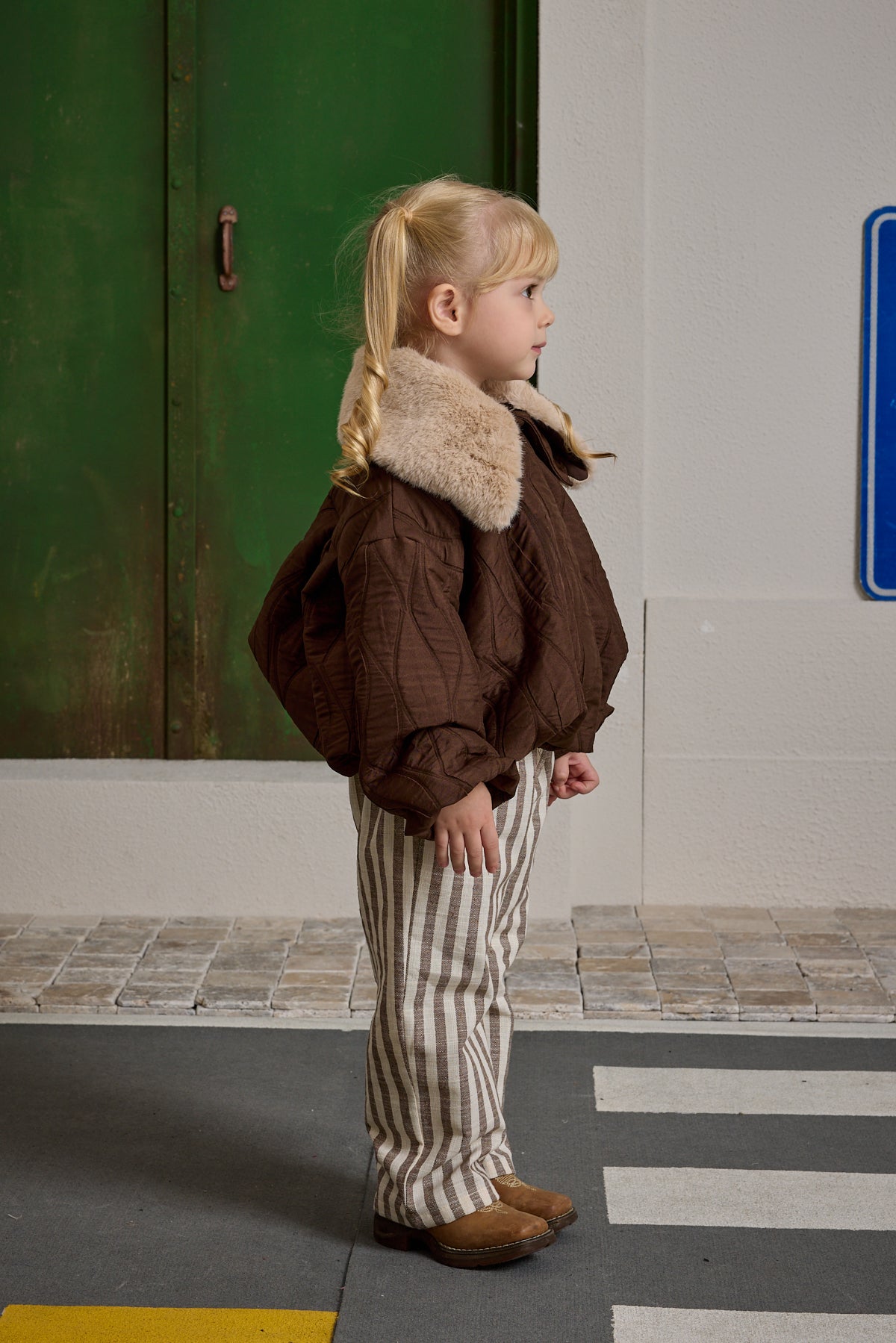 Çıkarılabilir Kürk Yakalı Mont Kahverengi