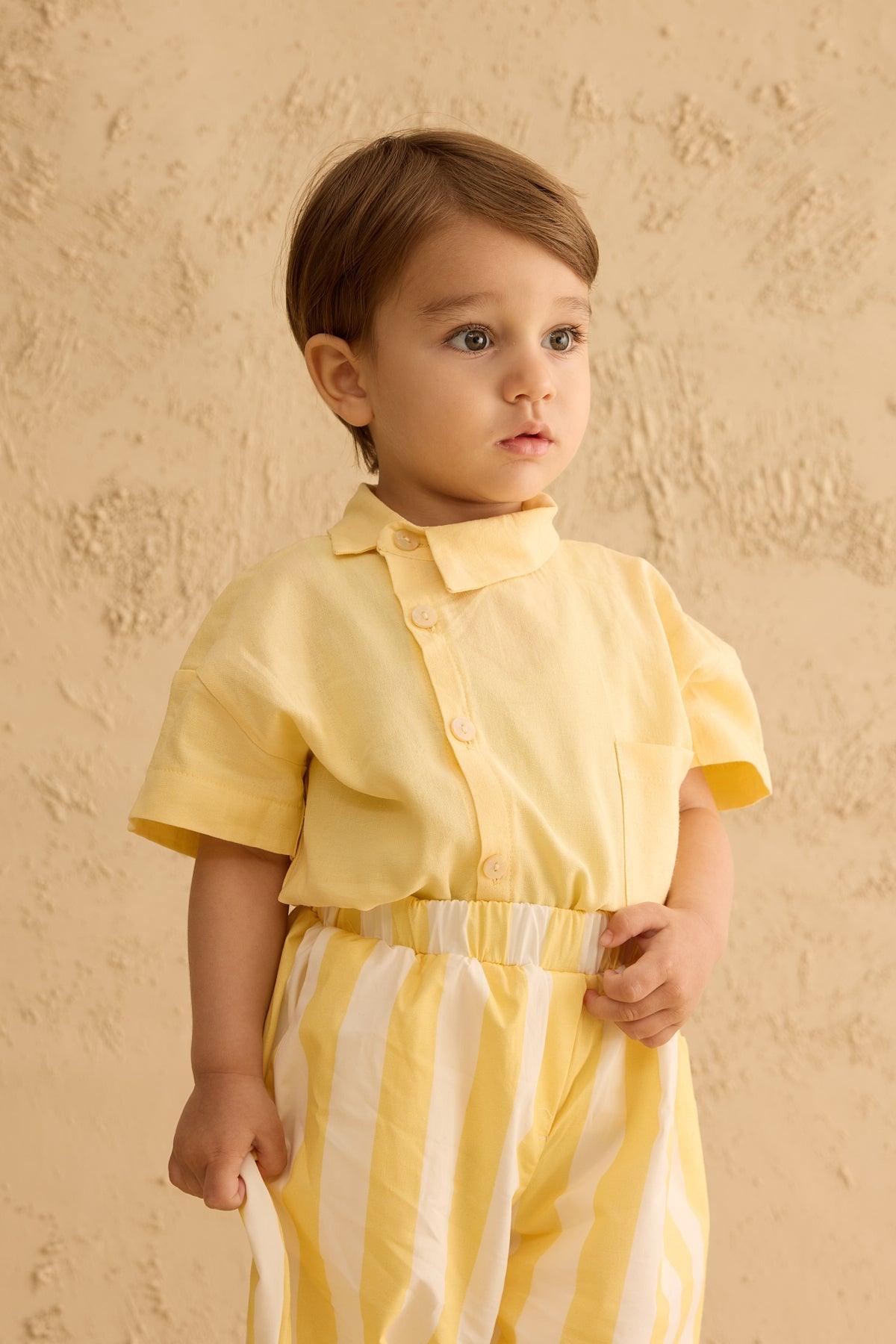 Çizgili Bomb Pantolon Sarı