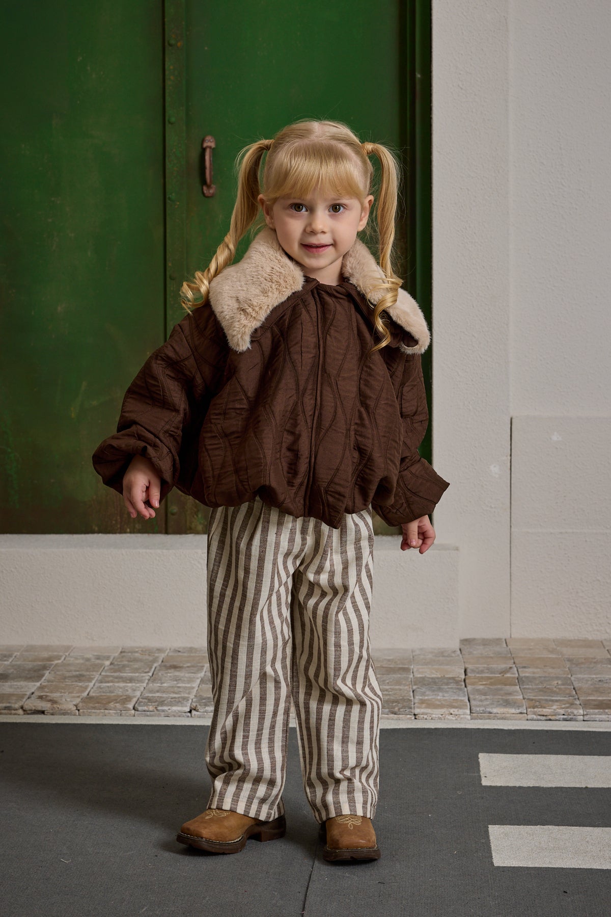 Çizgili Palazzo Pantolon Bej