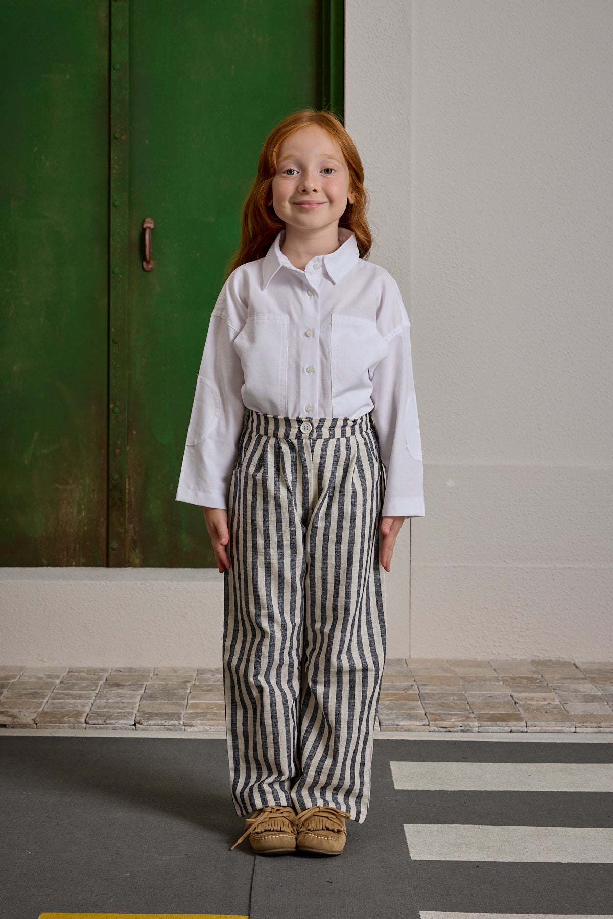 Çizgili Palazzo Pantolon Lacivert