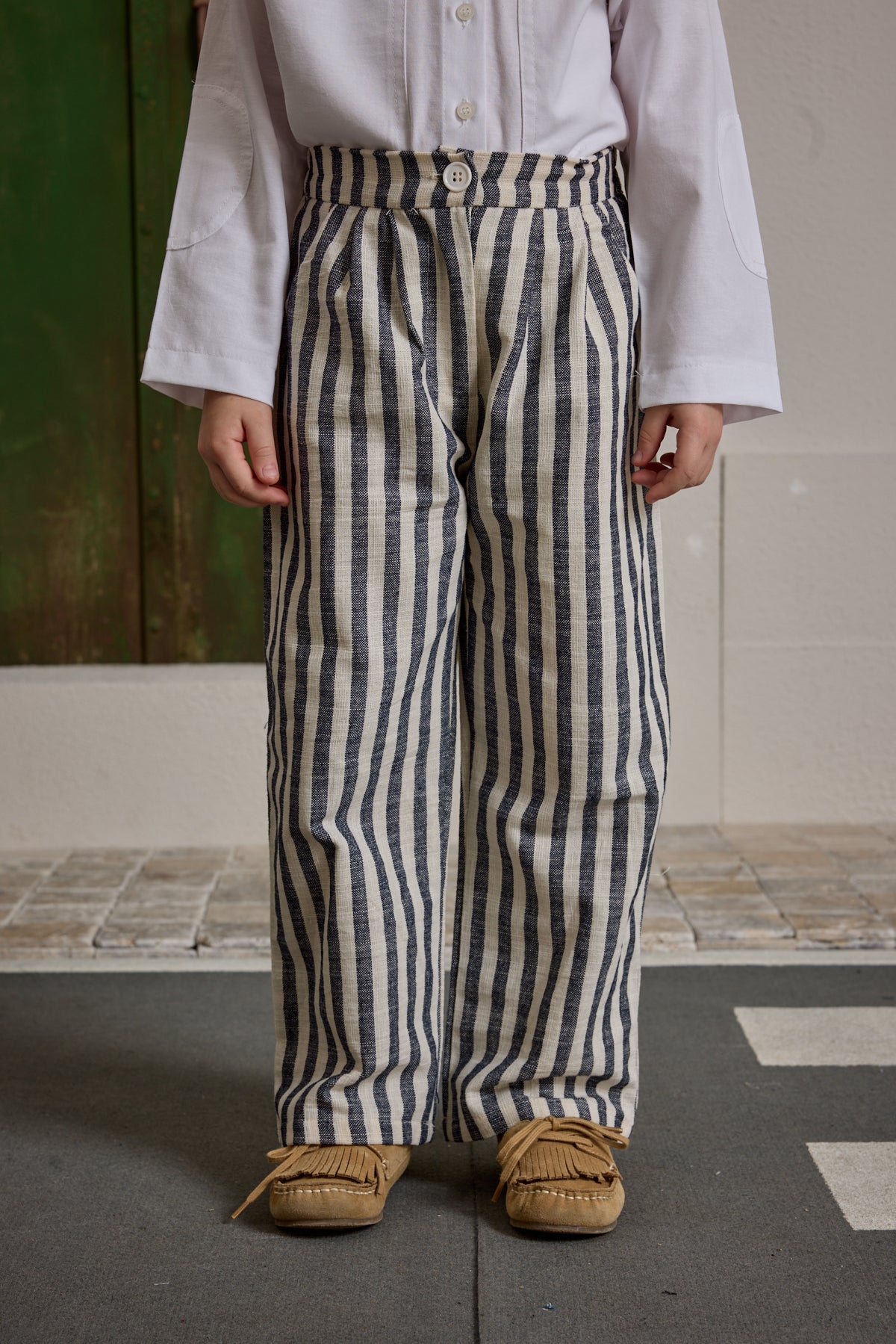 Çizgili Palazzo Pantolon Lacivert