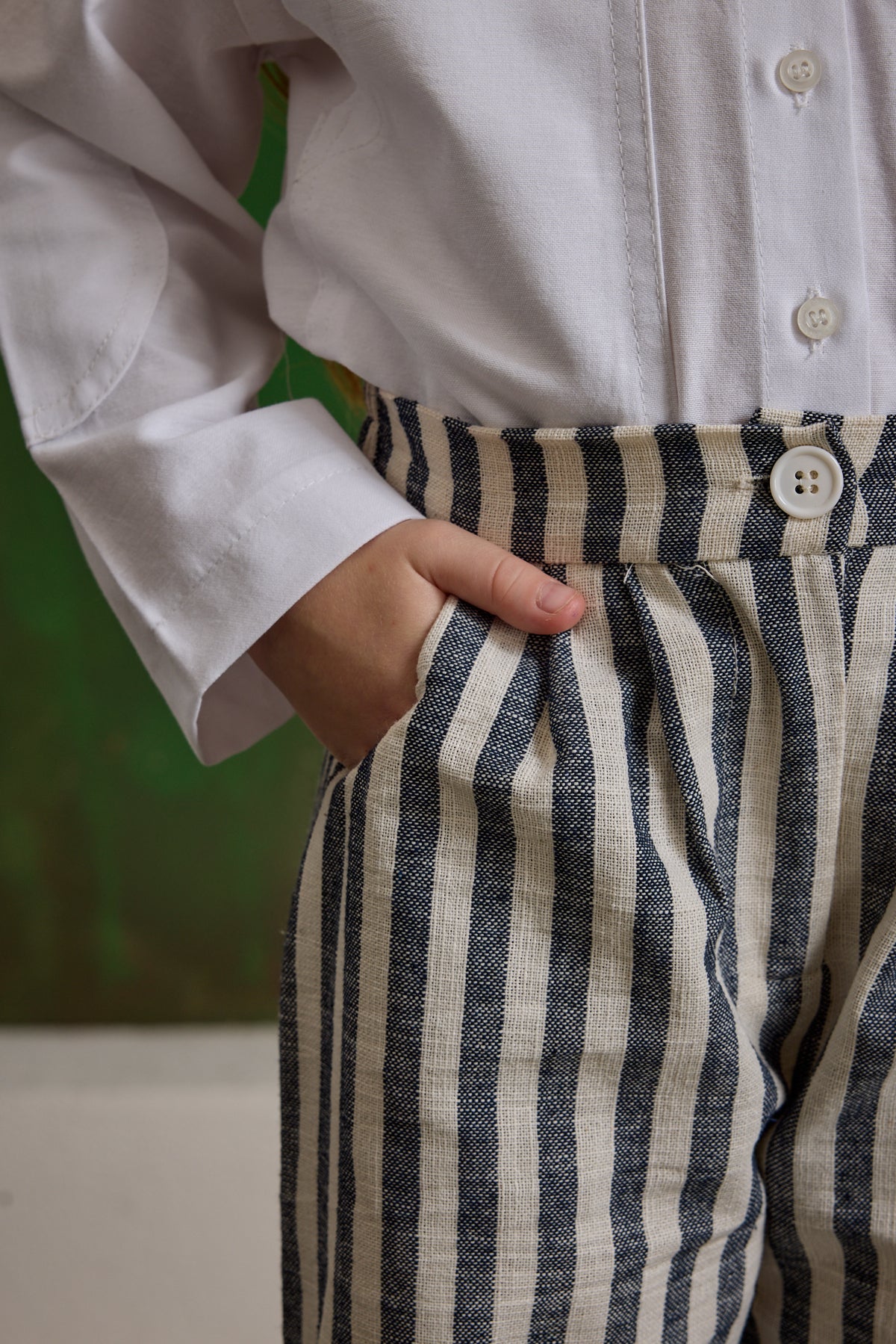 Çizgili Palazzo Pantolon Lacivert