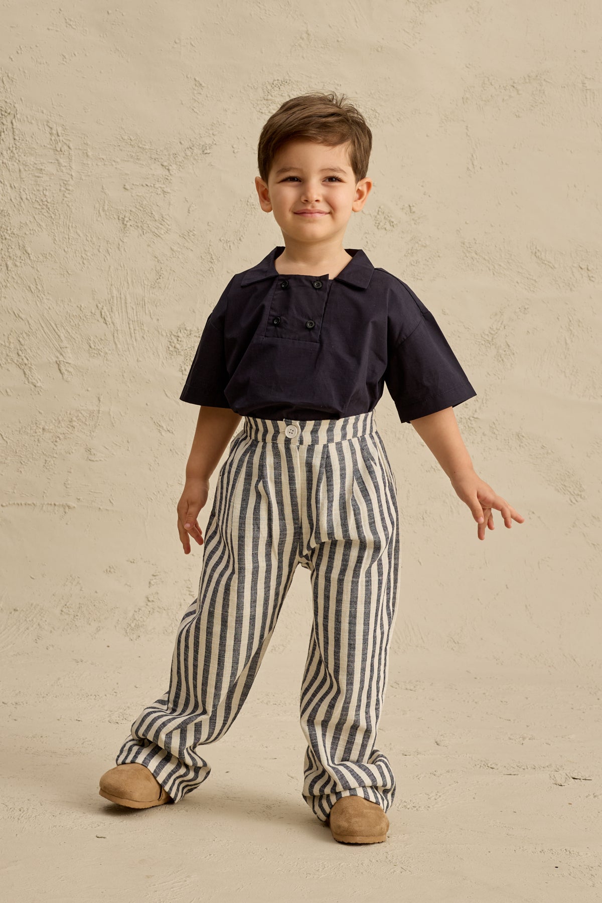 Çizgili Palazzo Pantolon Lacivert