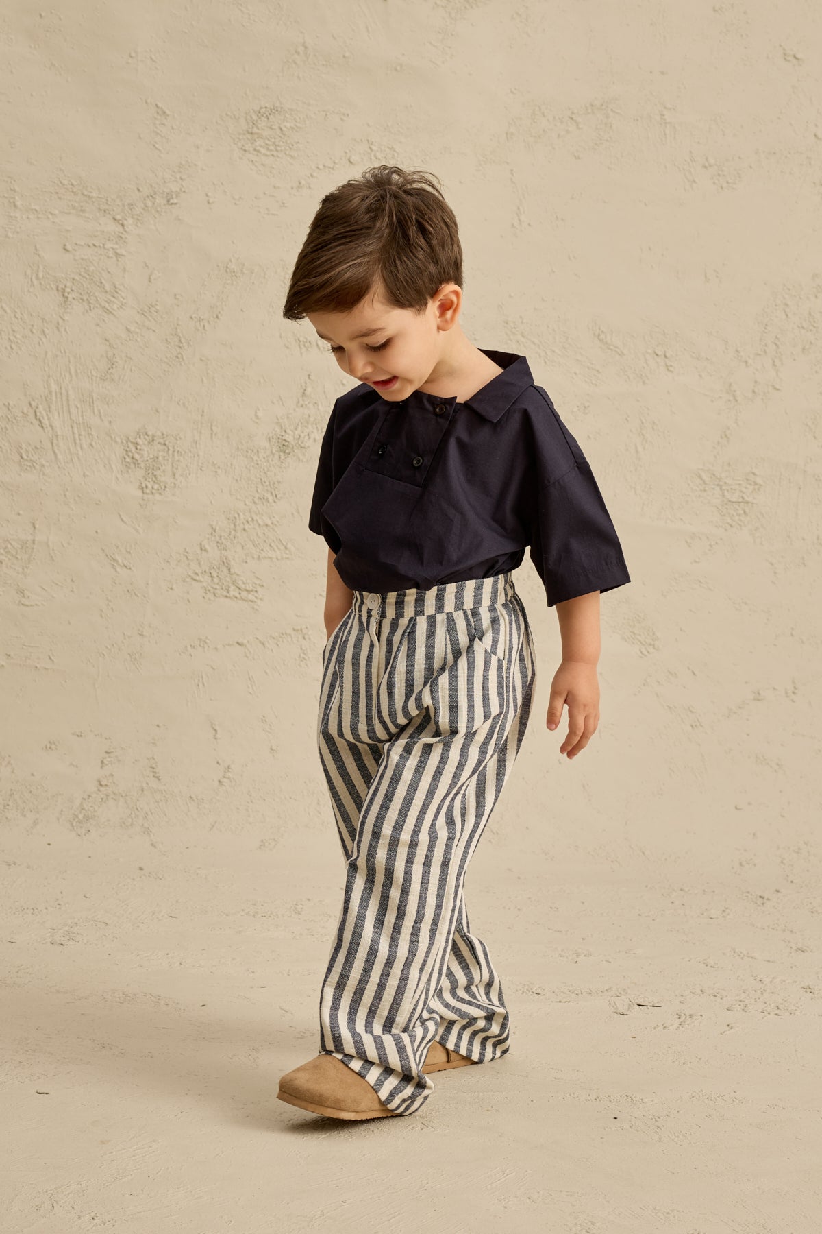 Çizgili Palazzo Pantolon Lacivert