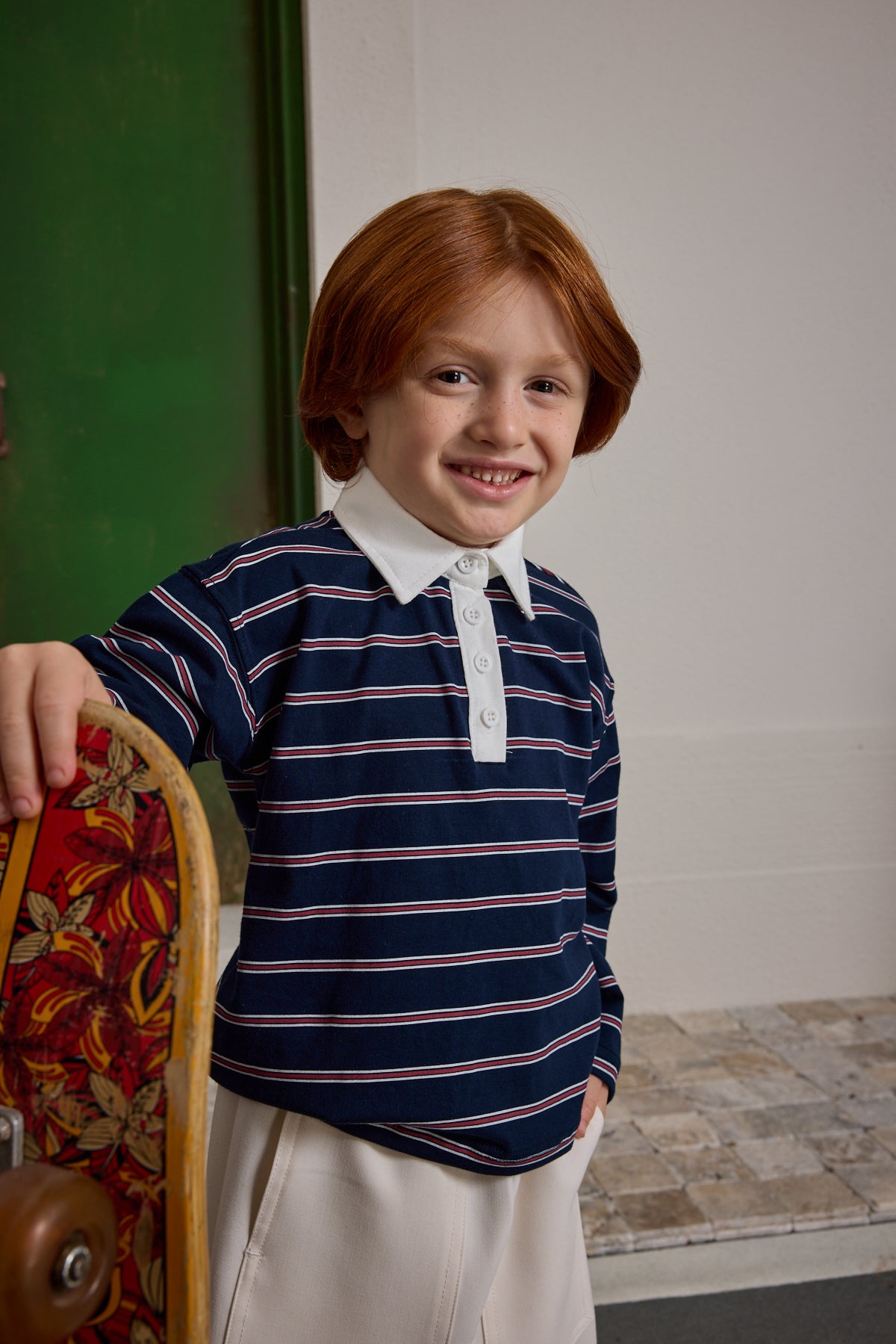 Çizgili Polo Yaka Lacivert