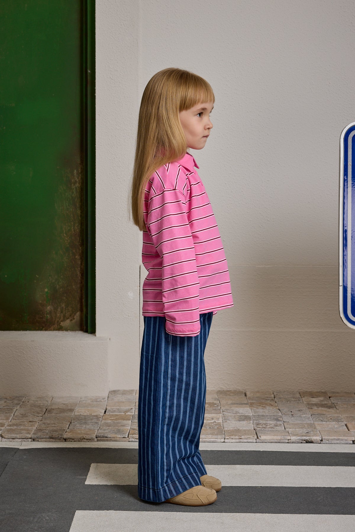 Çizgili Polo Yaka Pembe