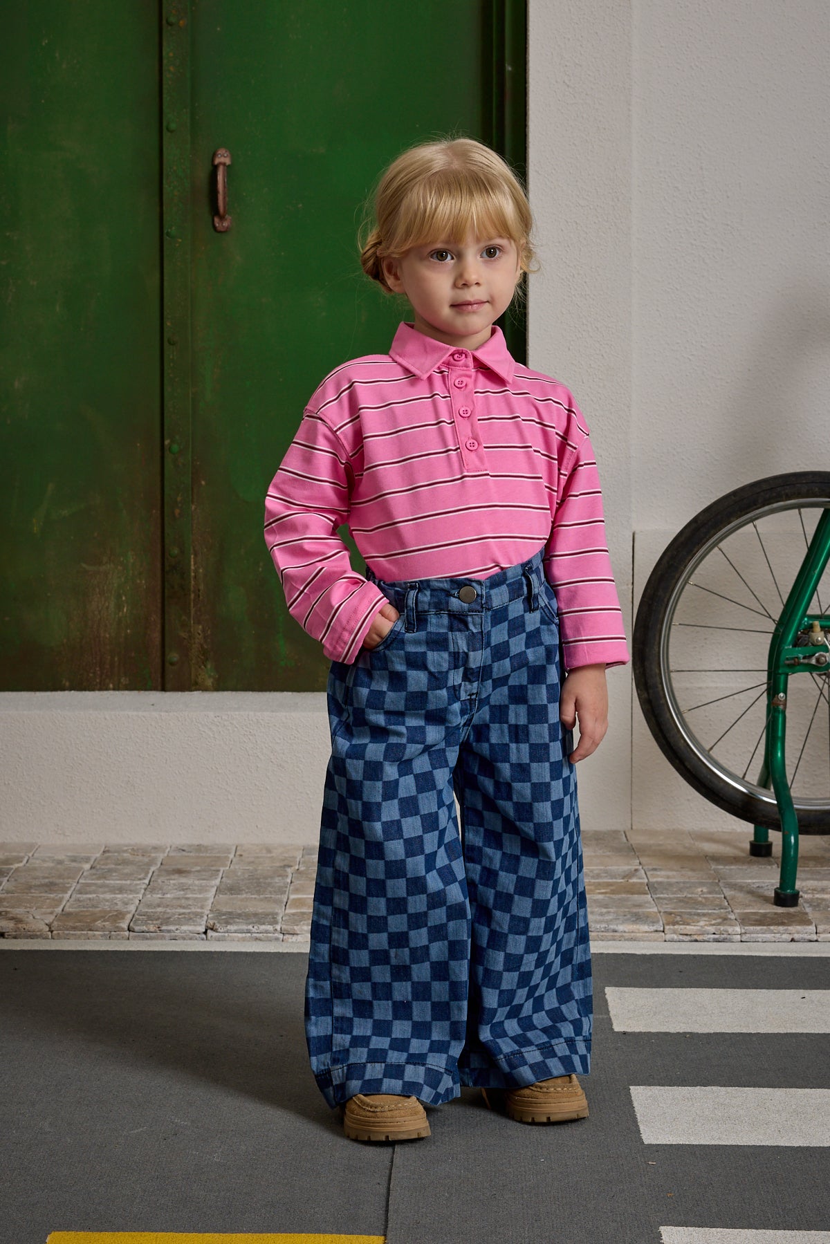 Çizgili Polo Yaka Pembe