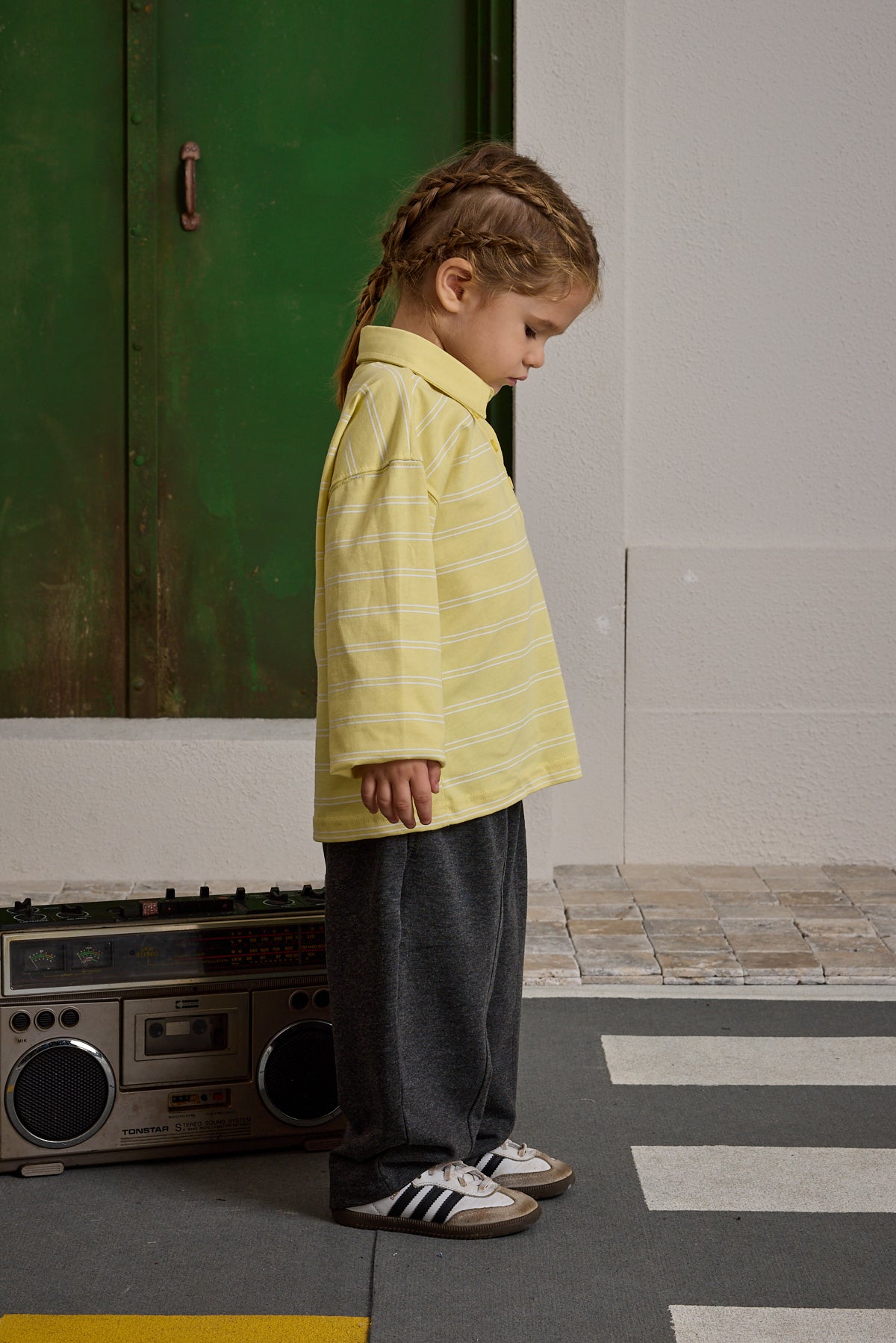 Çizgili Polo Yaka Sarı