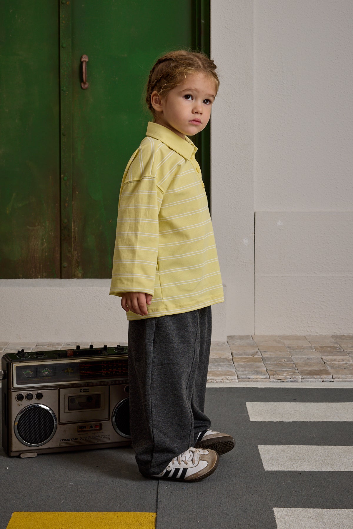 Çizgili Polo Yaka Sarı