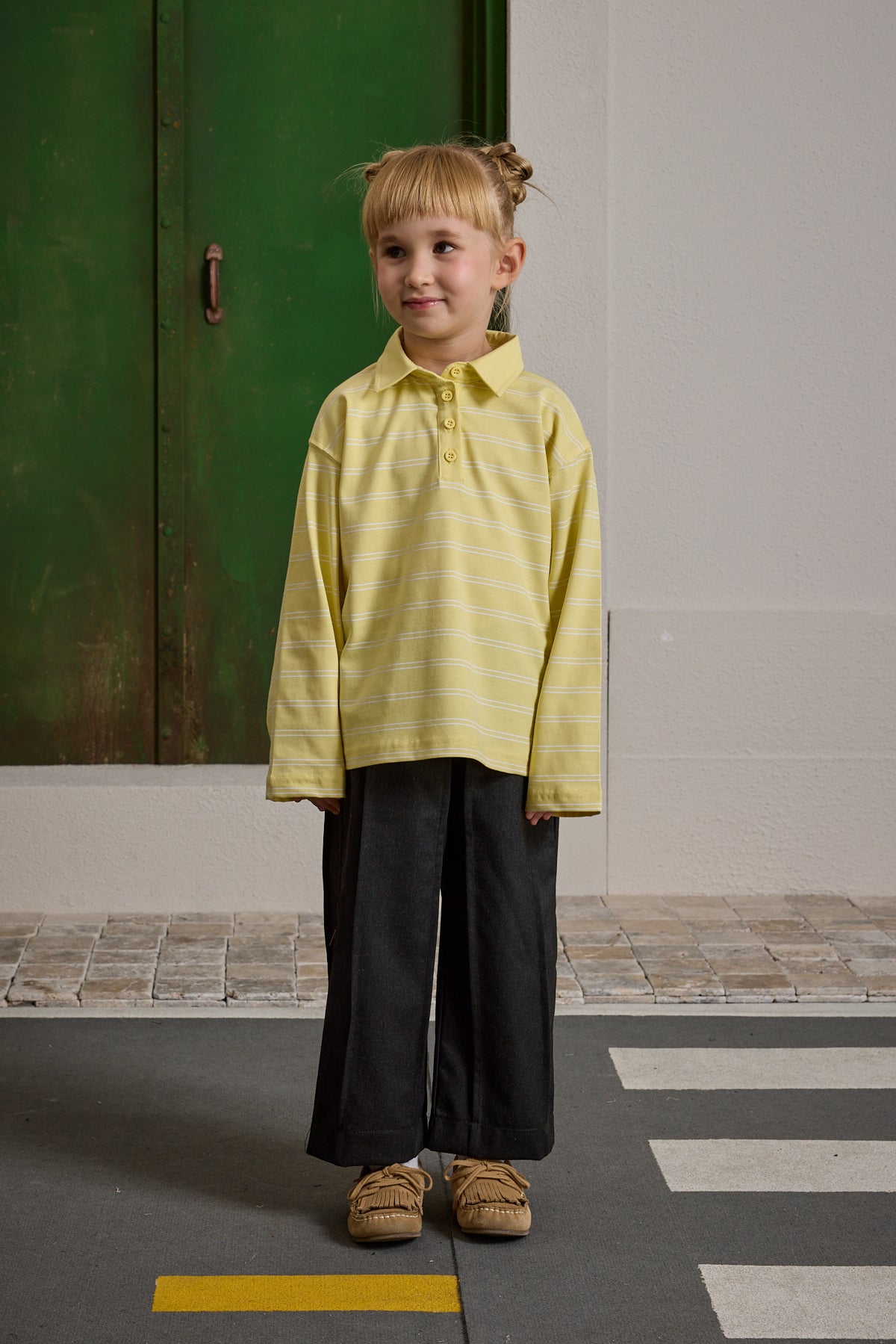 Çizgili Polo Yaka Sarı