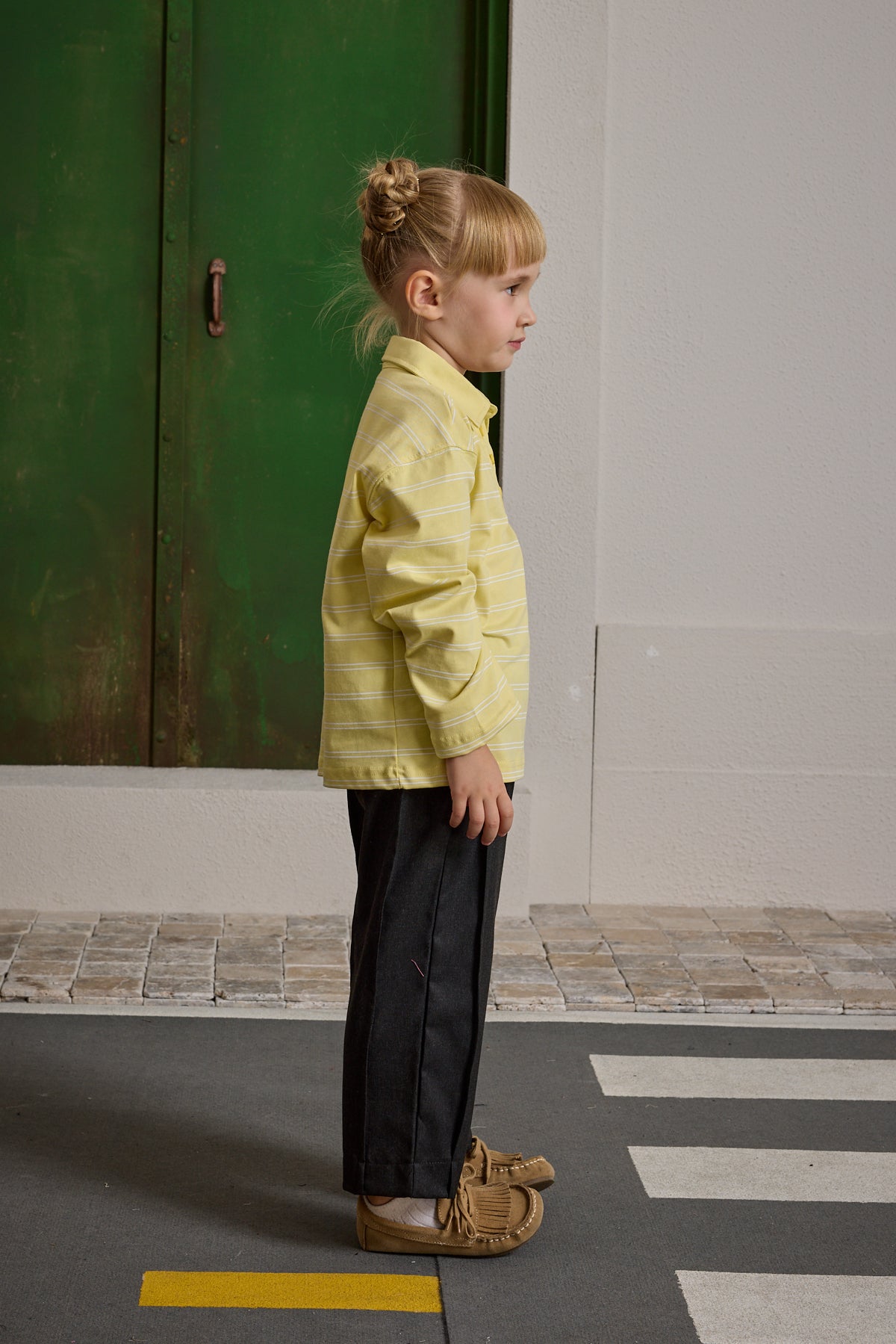 Çizgili Polo Yaka Sarı