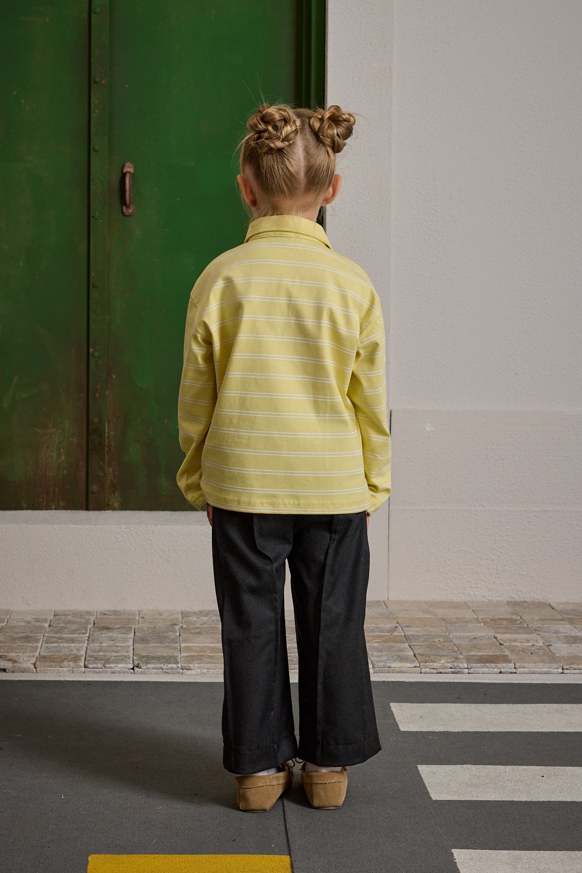 Çizgili Polo Yaka Sarı