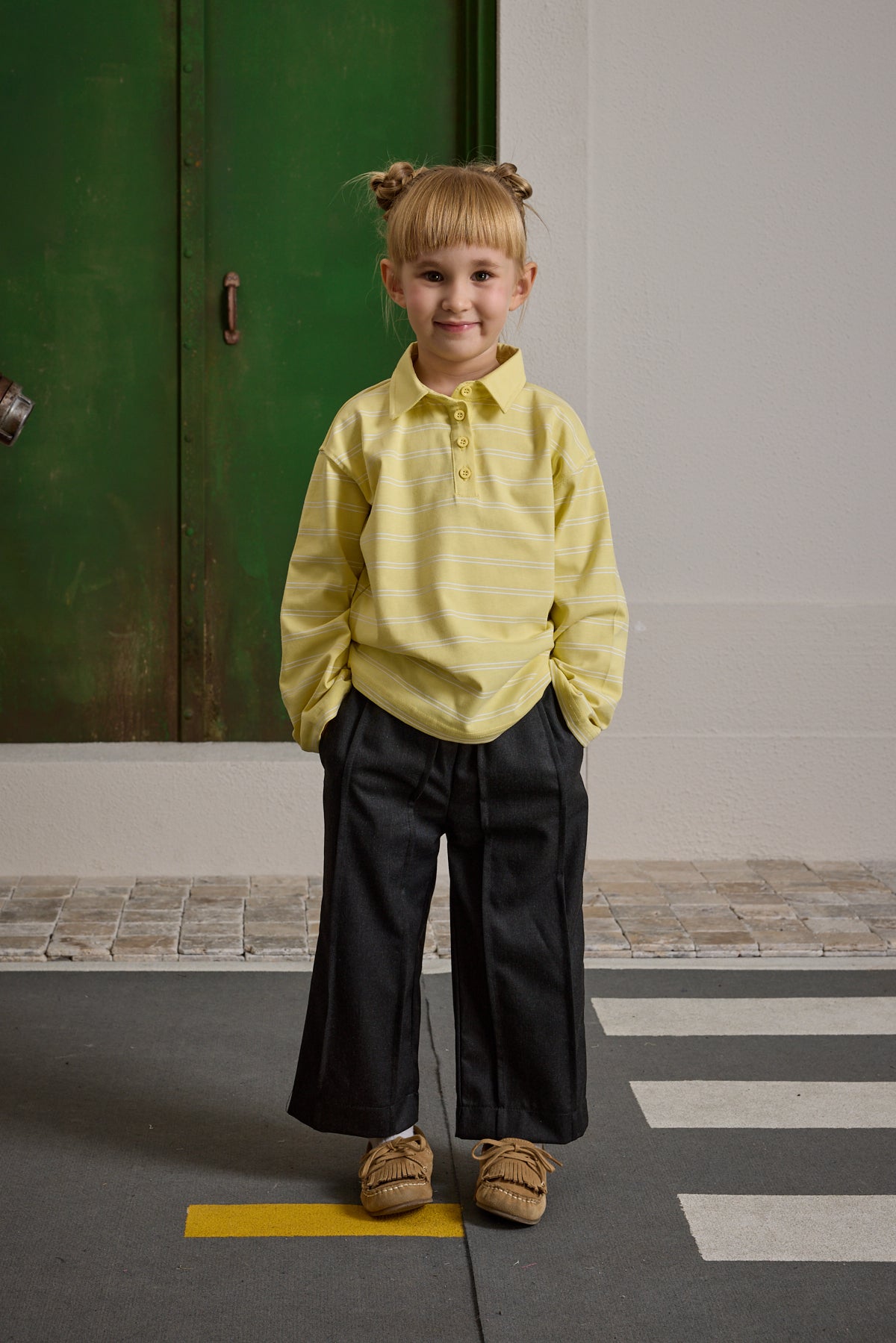 Çizgili Polo Yaka Sarı