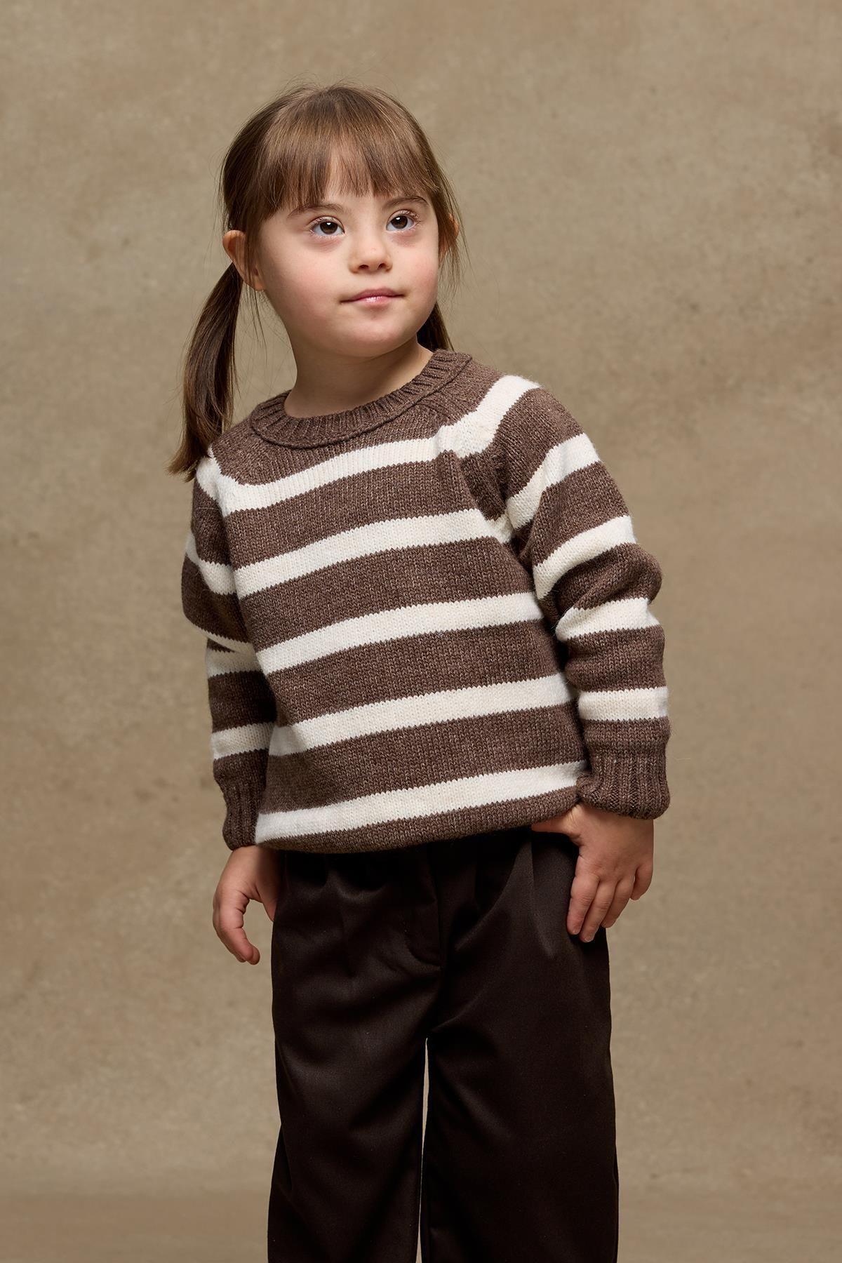 Striped Knit Sweater Brown