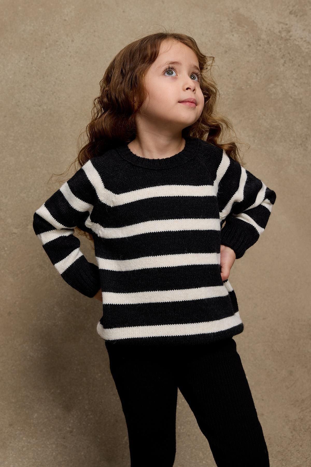 Striped Knit Sweater Black