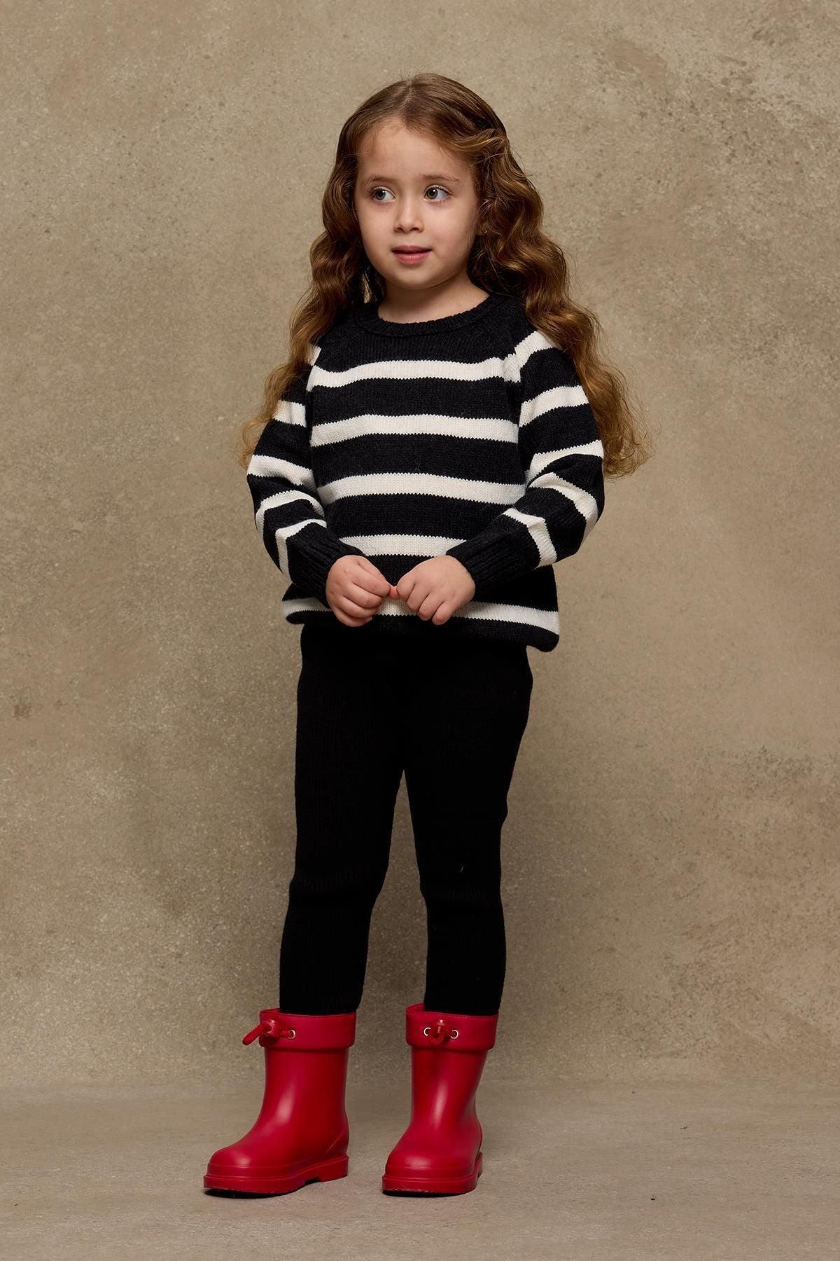 Striped Knit Sweater Black