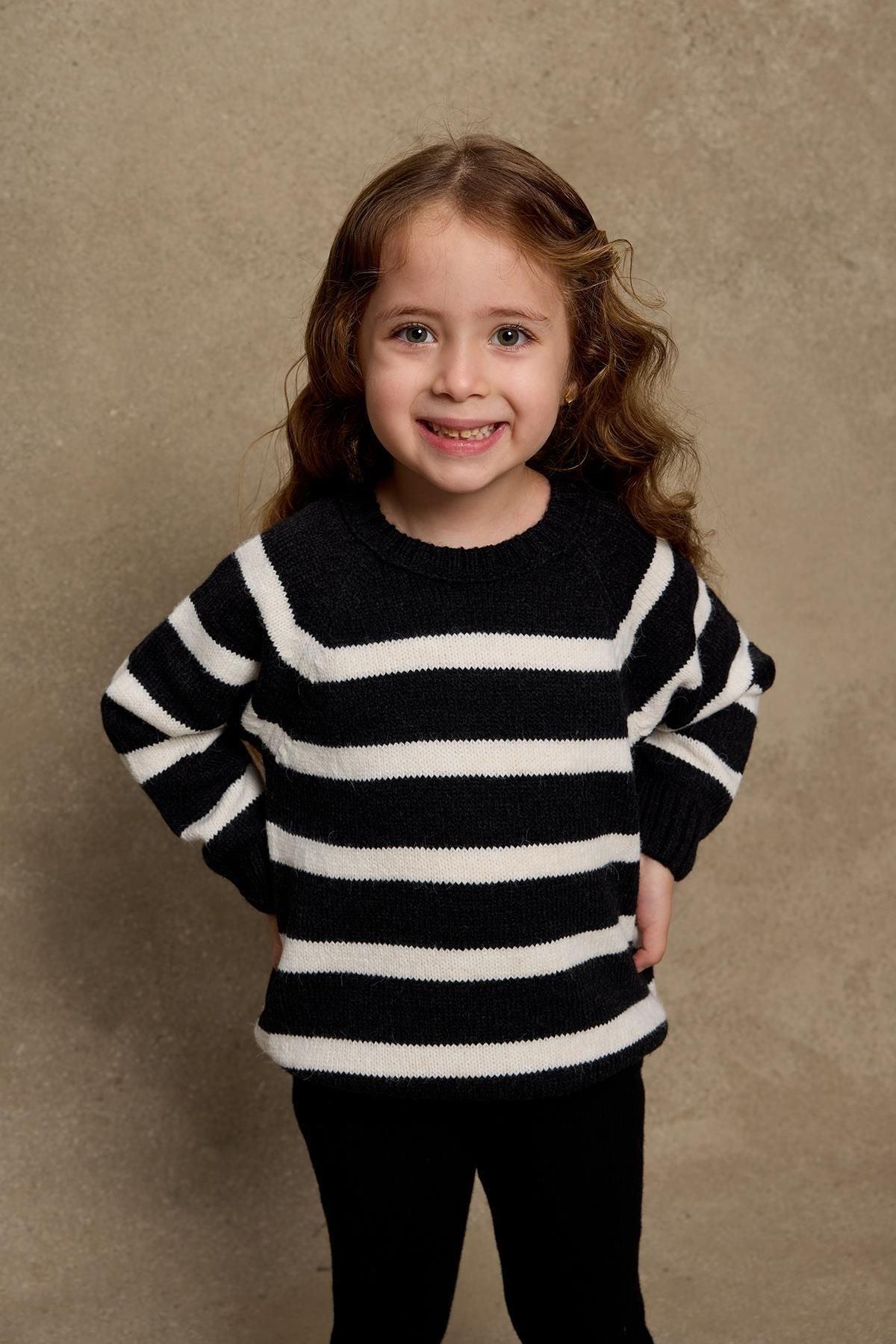 Striped Knit Sweater Black