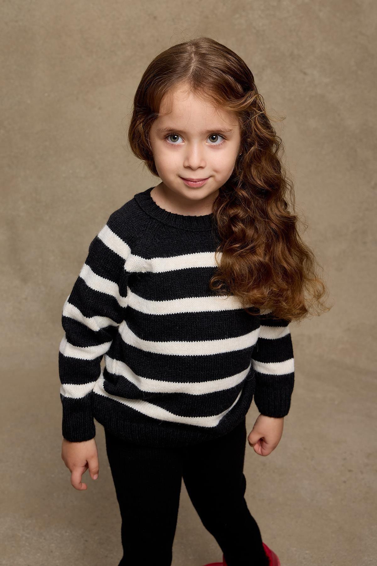 Striped Knit Sweater Black