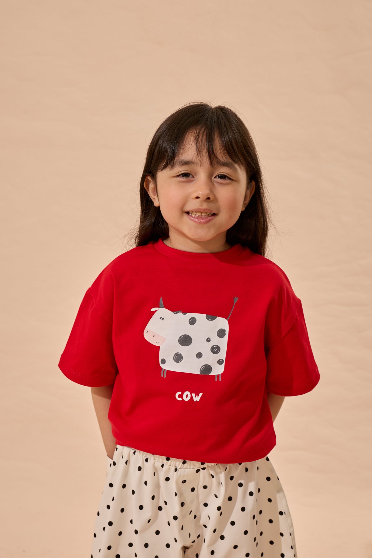 Cow Baskı Oversize Pamuk Tişört Kırmızı