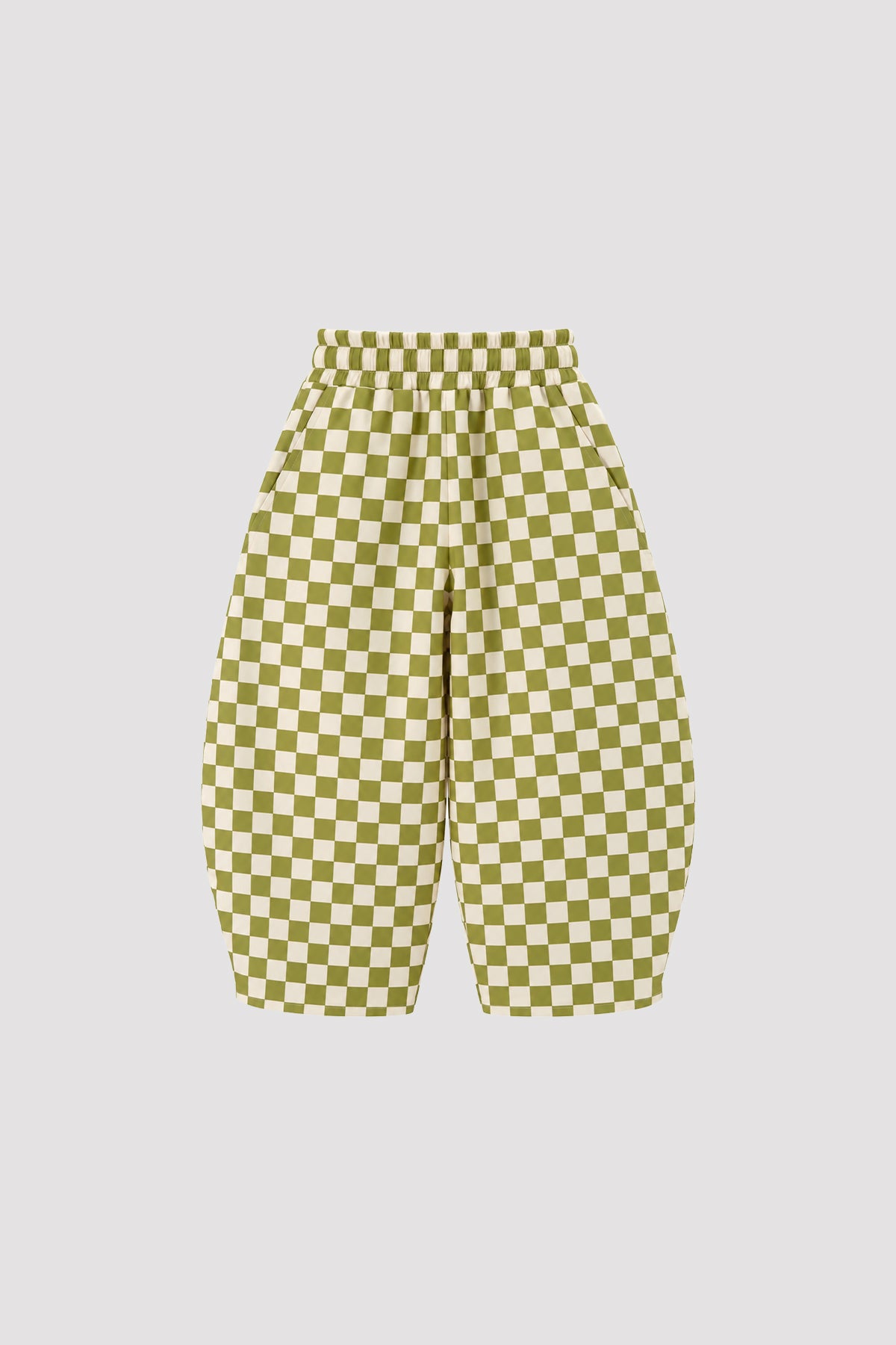Damalı Barrel Pantolon Yeşil - Fahhar Kids
