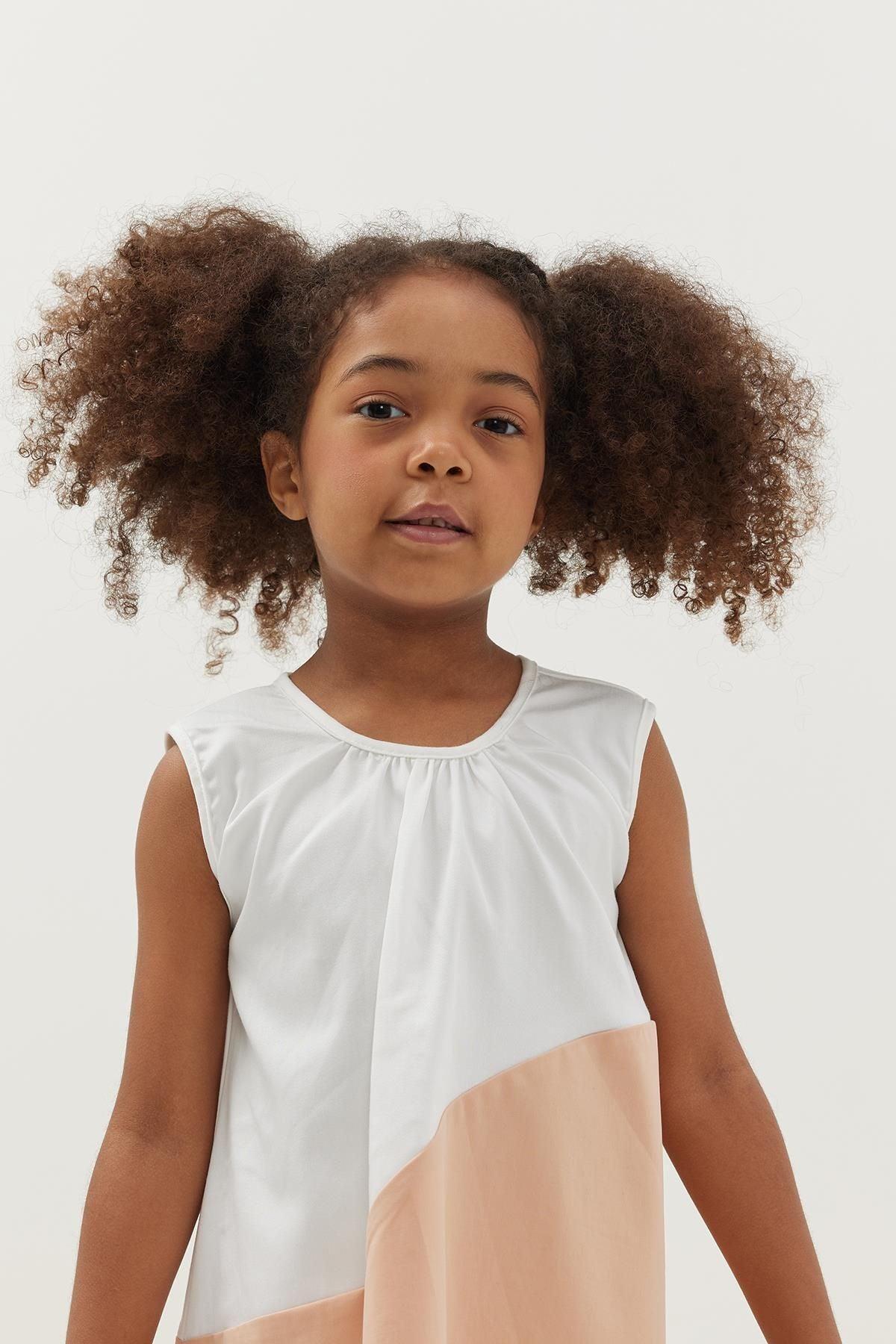 Garnili Çocuk Elbise Somon