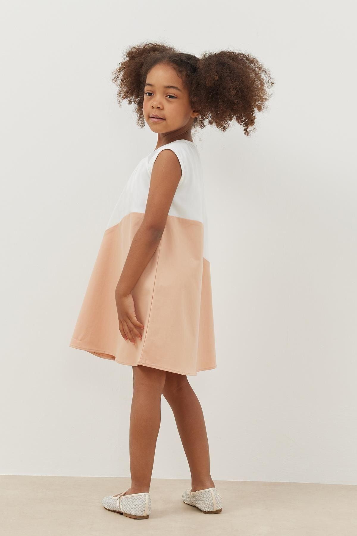 Garnili Çocuk Elbise Somon