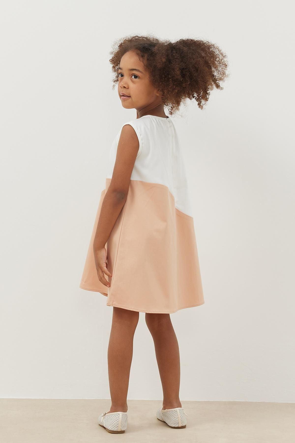 Garnili Çocuk Elbise Somon