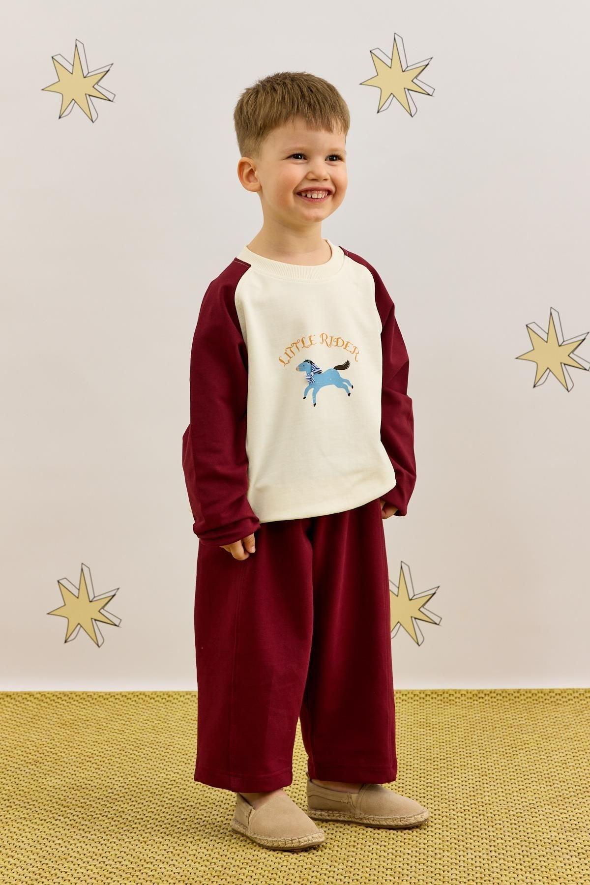 Garnished Sweatshirt Set Burgundy