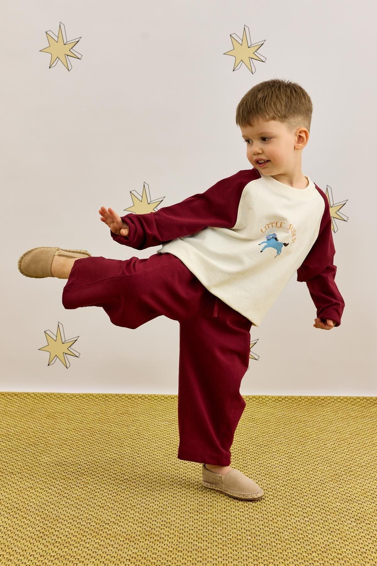 Garnished Sweatshirt Set Burgundy