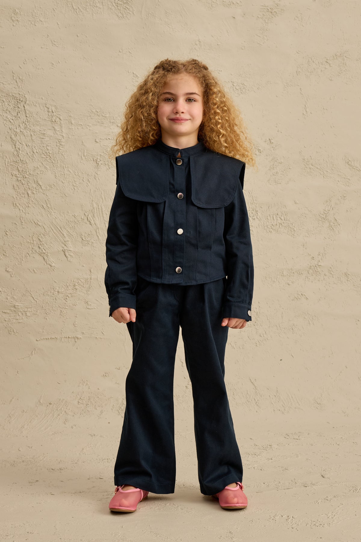 Geniş Yakalı Ceket Takım Lacivert