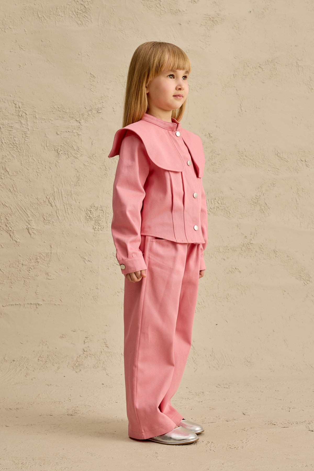 Geniş Yakalı Ceket Takım Pembe
