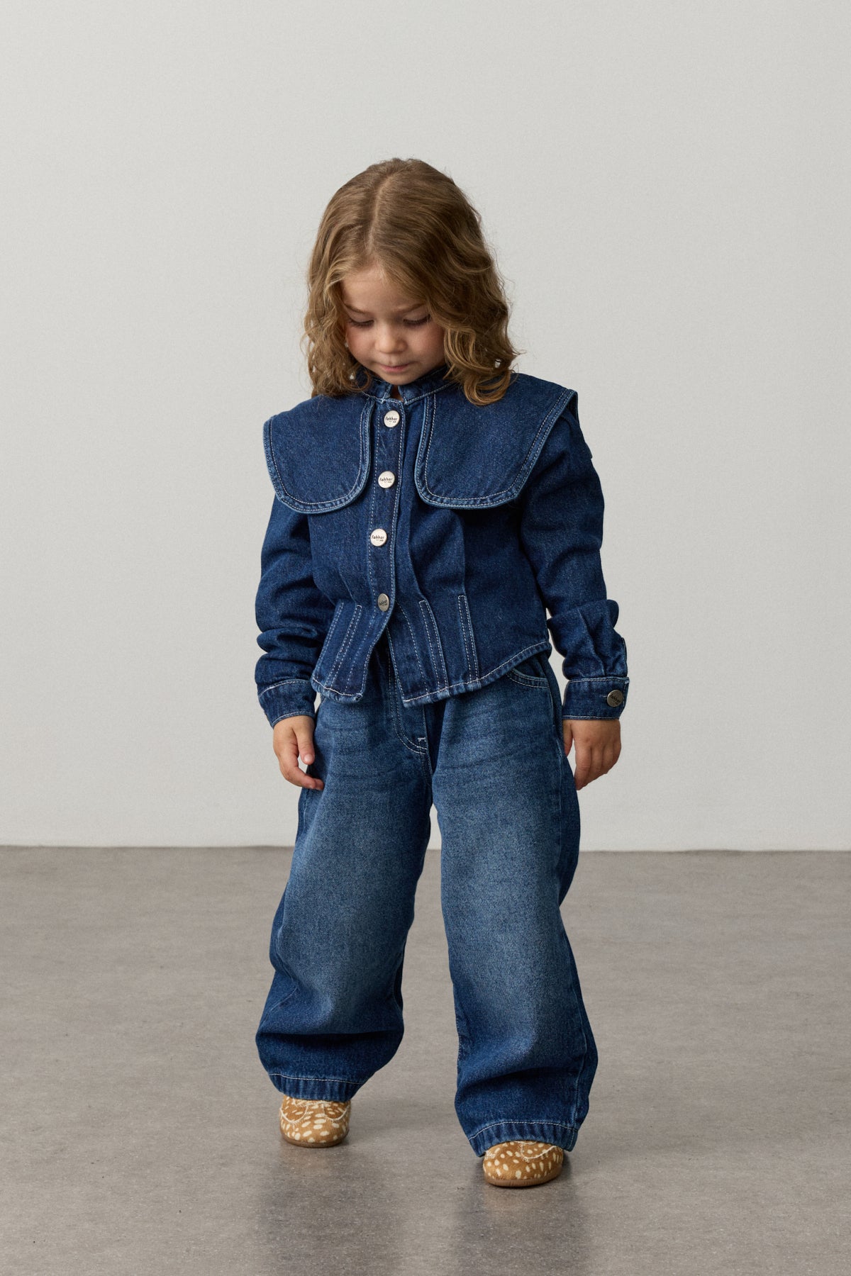Geniş Yakalı Denim Takım Lacivert - Fahhar Kids