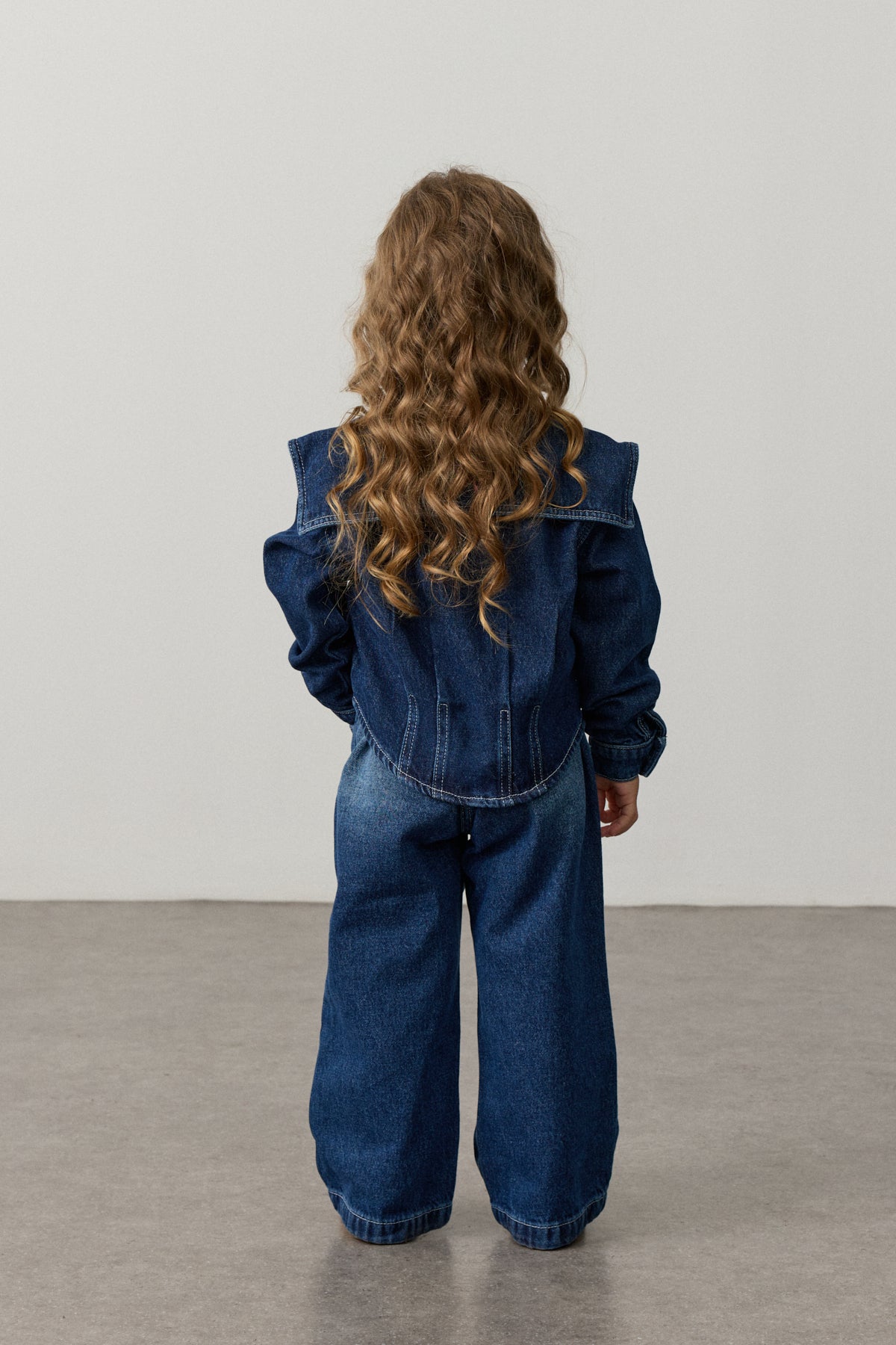 Geniş Yakalı Denim Takım Lacivert - Fahhar Kids