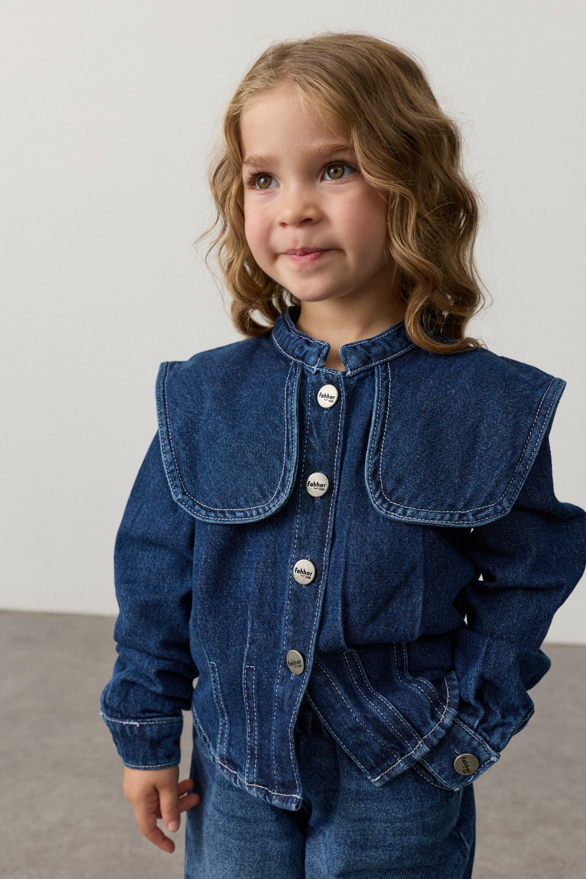 Geniş Yakalı Denim Takım Lacivert - Fahhar Kids