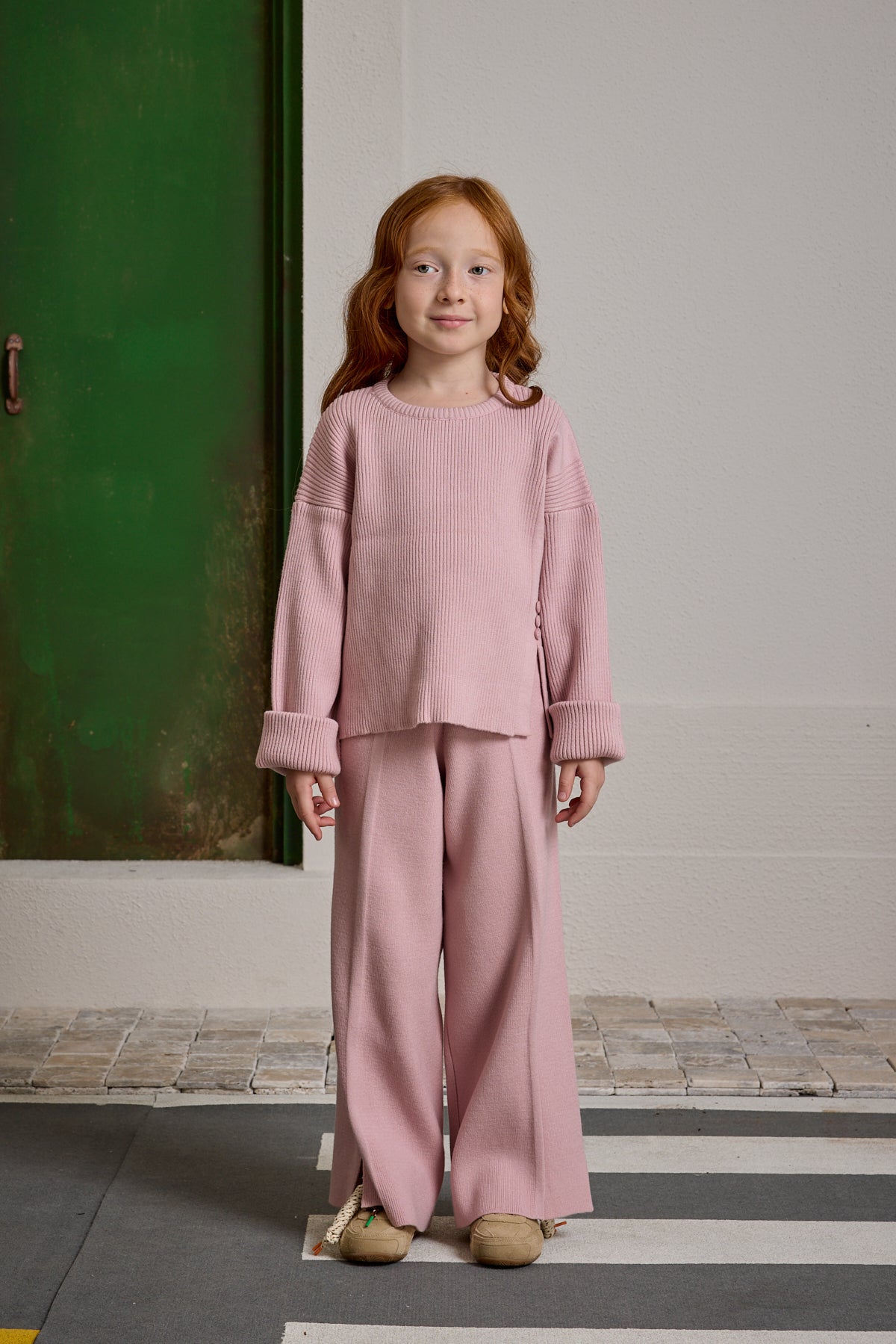 İpek Dokulu Triko Takım Açık Pembe