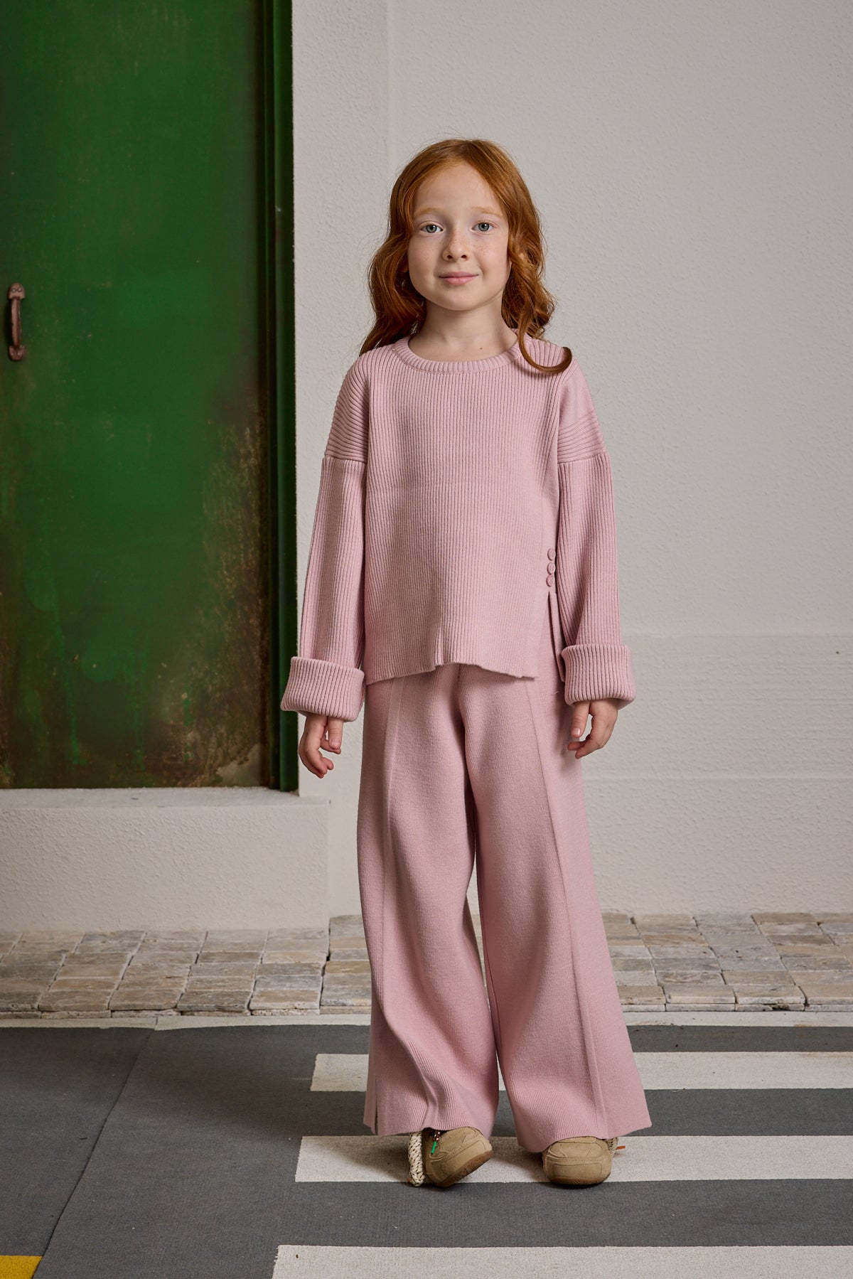 İpek Dokulu Triko Takım Açık Pembe