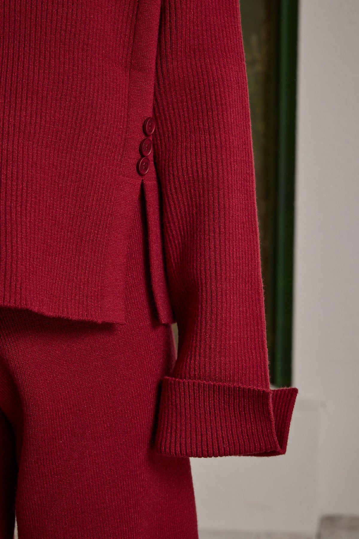 İpek Dokulu Triko Takım Bordo