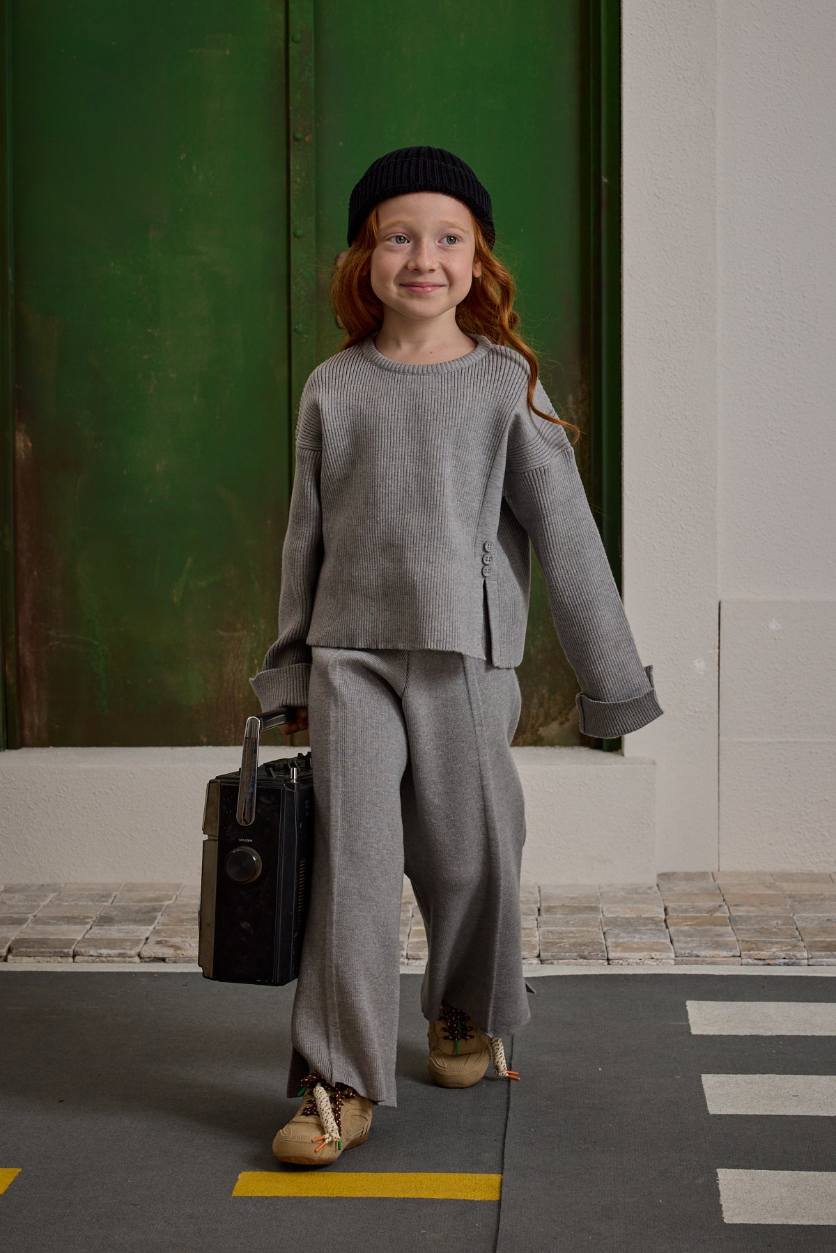 İpek Dokulu Triko Takım Gri Melange