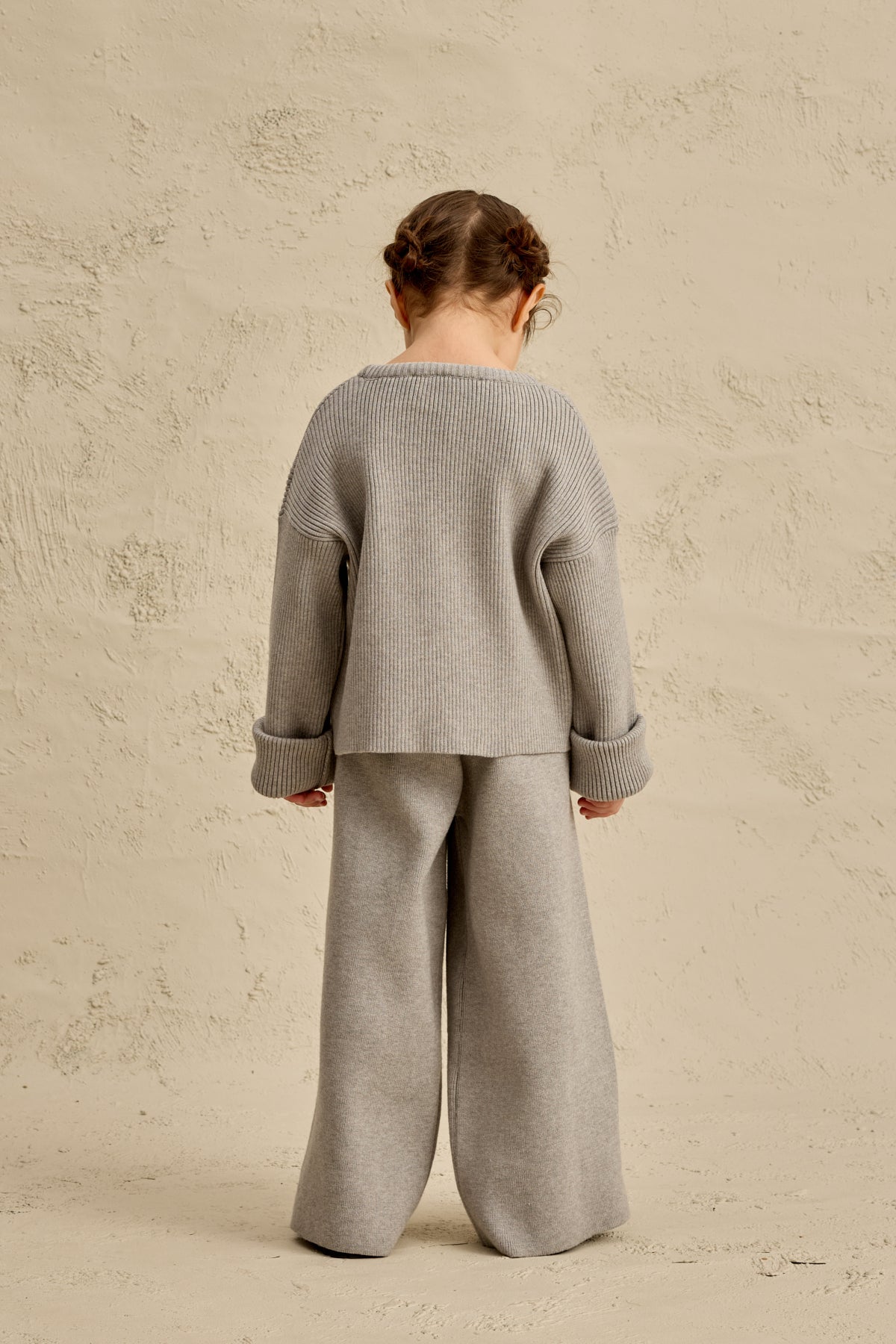 İpek Dokulu Triko Takım Gri Melange