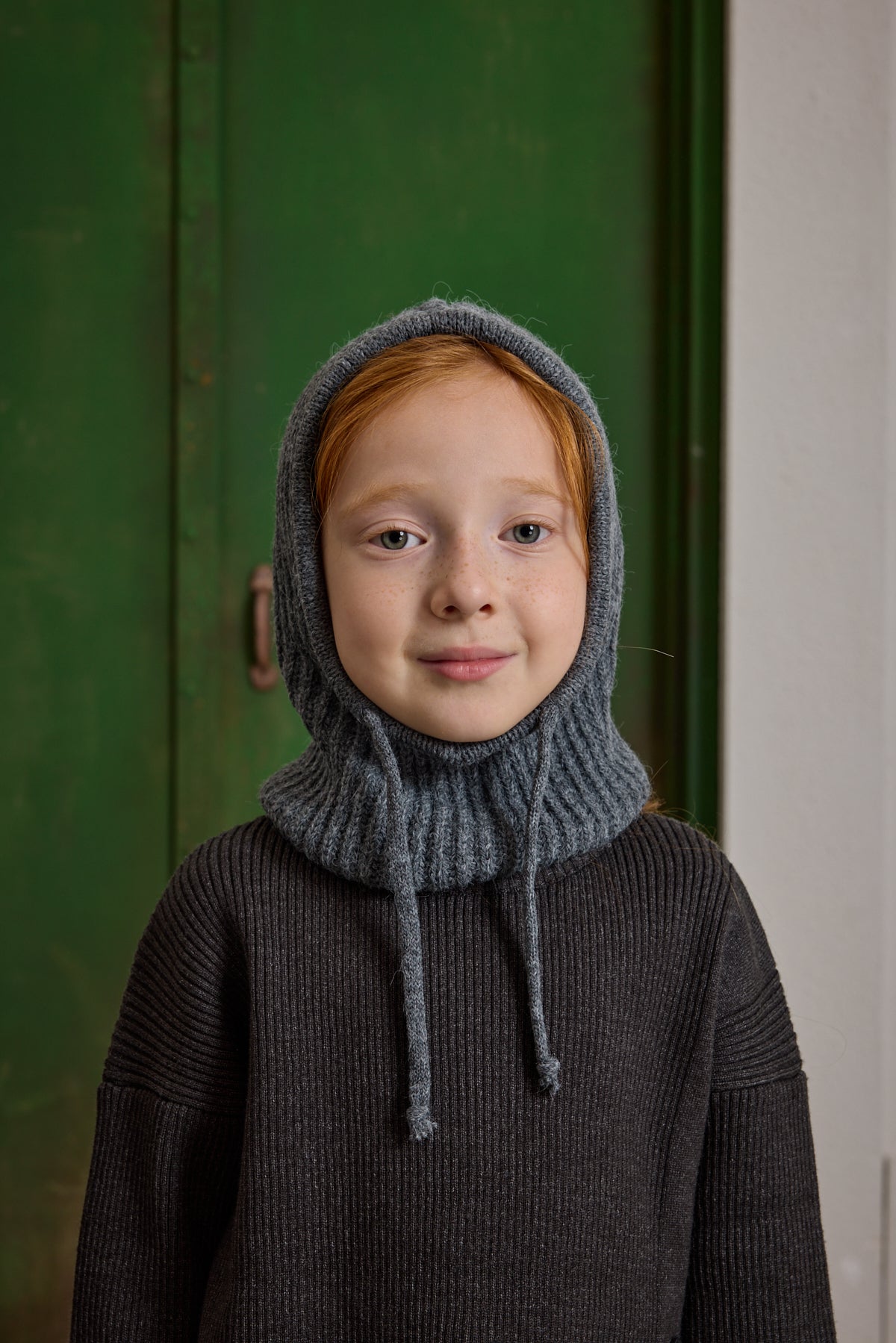 Children's Snow Beanie with Rope Anthracite