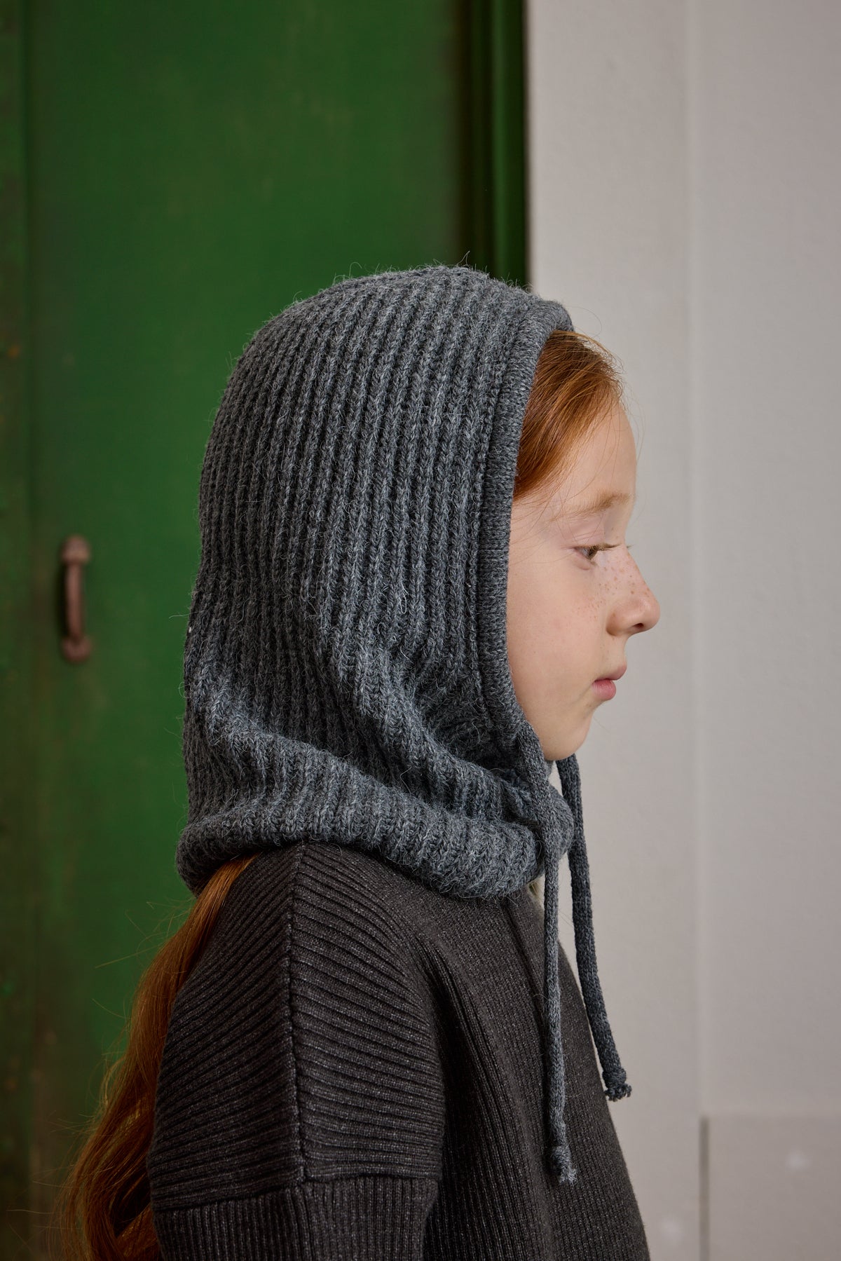 Children's Snow Beanie with Rope Anthracite