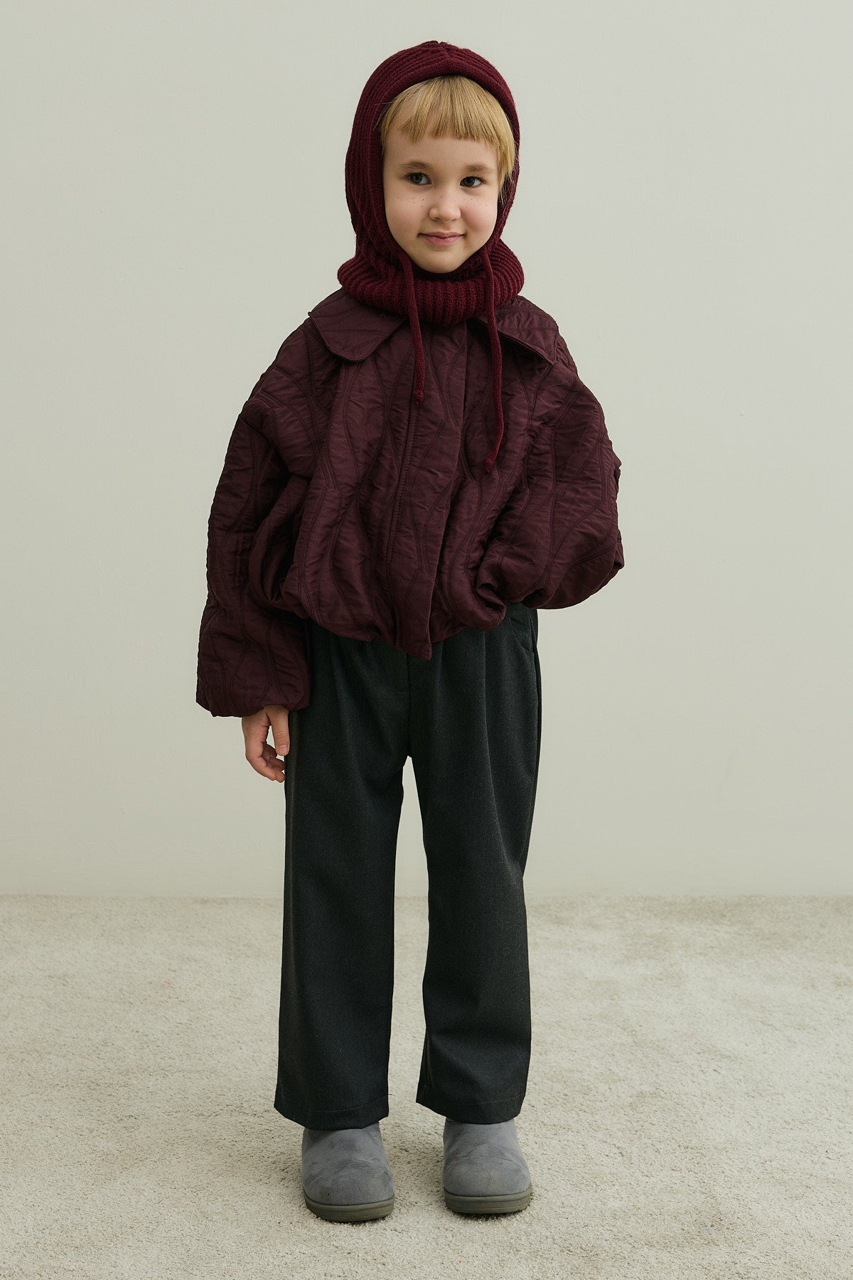 İpli Çocuk Kar Beresi Bordo