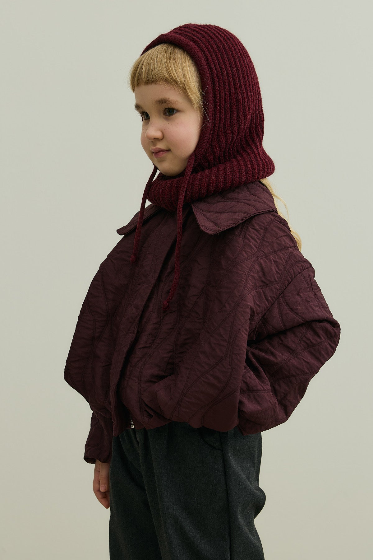 İpli Çocuk Kar Beresi Bordo