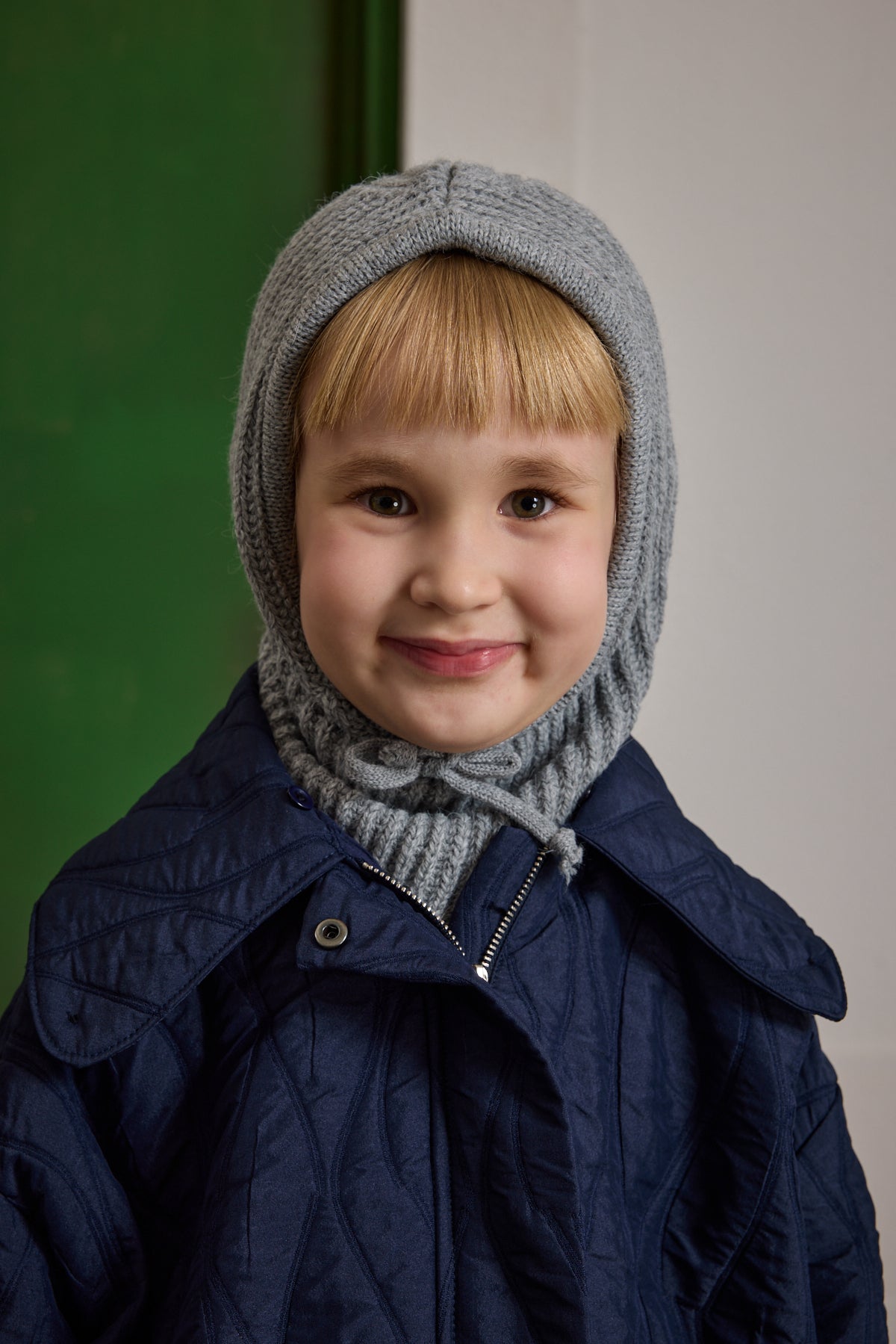 Children's Snow Beanie with Rope, Gray