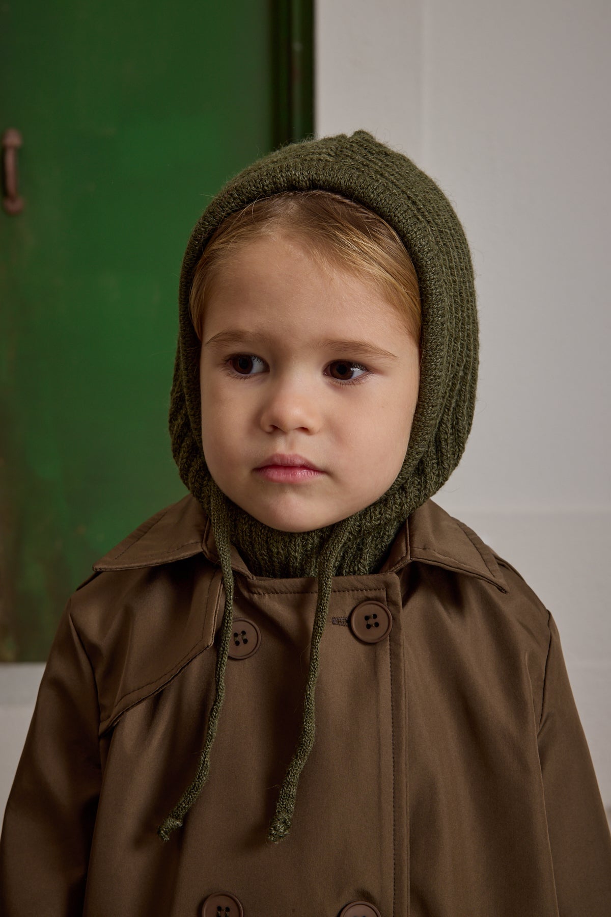 Children's Stringed Snow Beanie Khaki