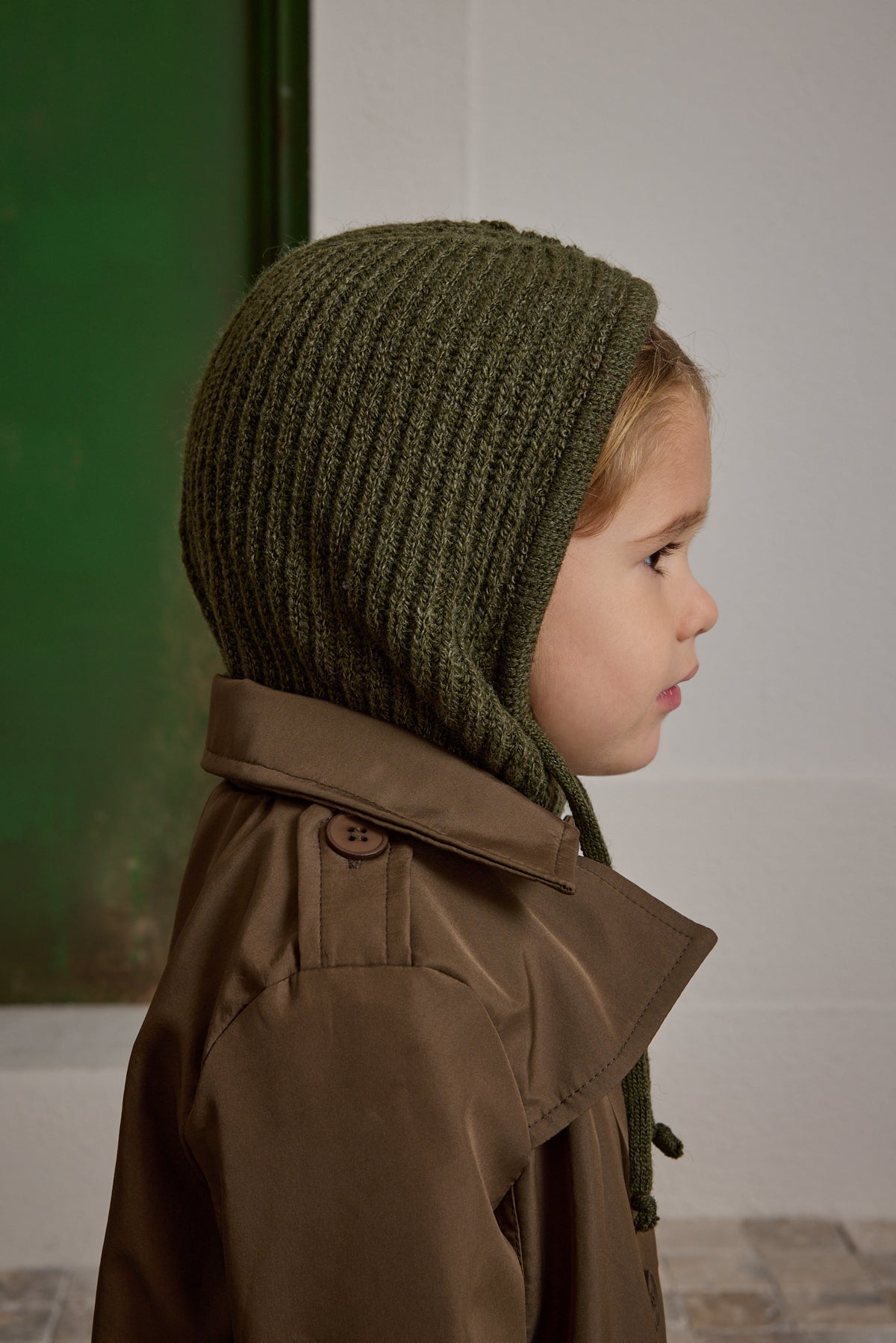 Children's Stringed Snow Beanie Khaki